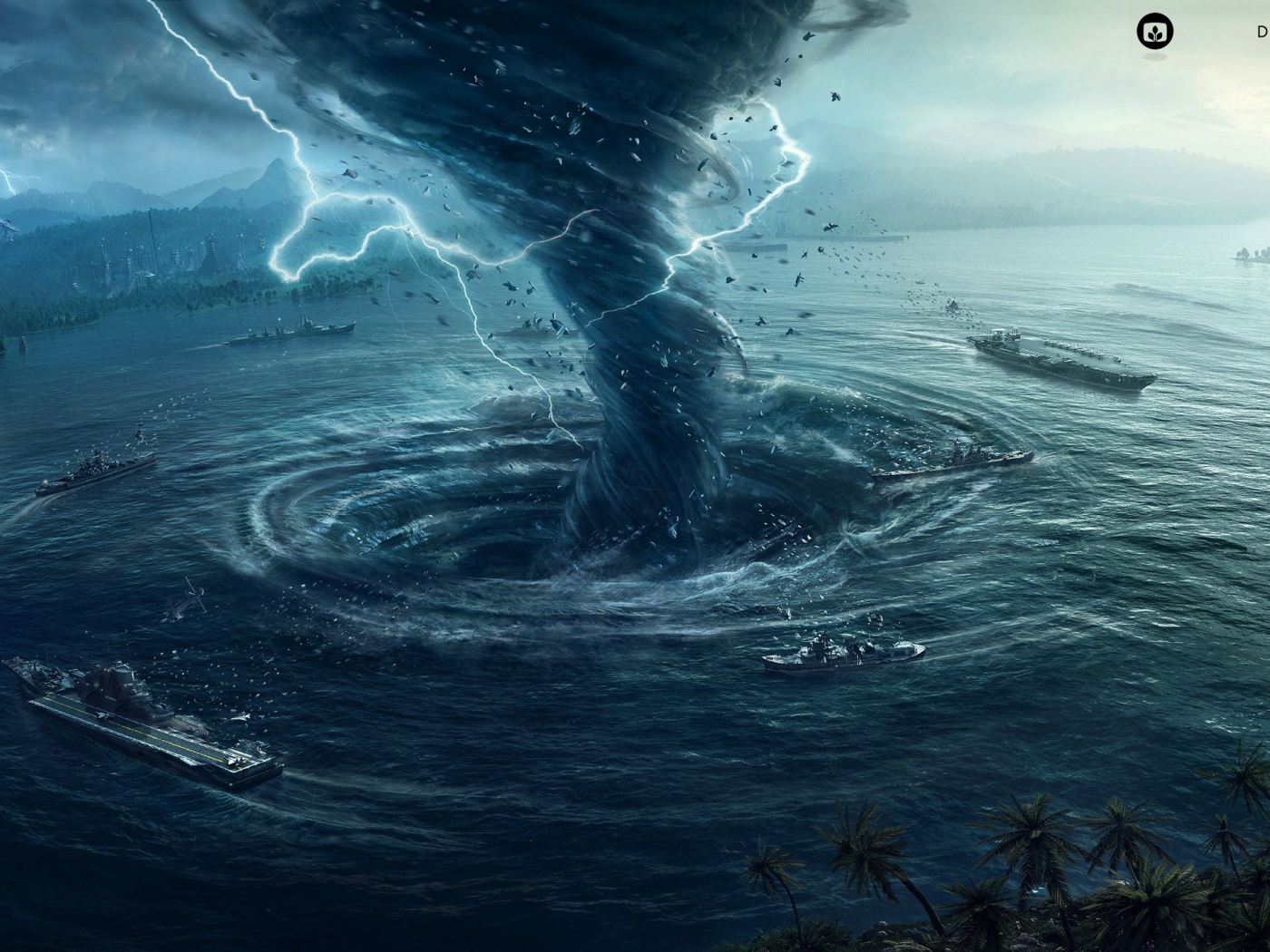 Торнадо создало водоворот в заливе