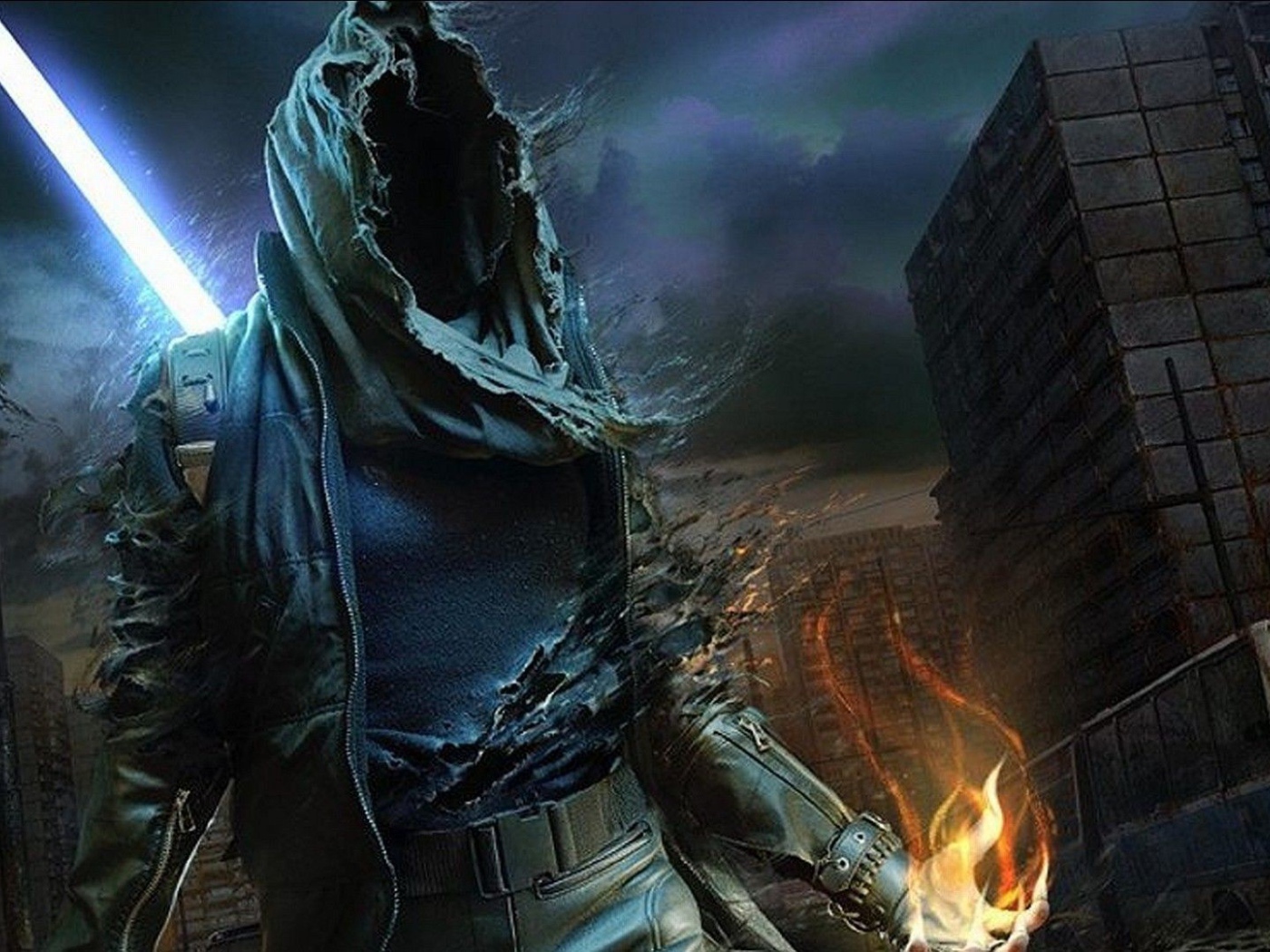 Воин без лица в заброшенном городе