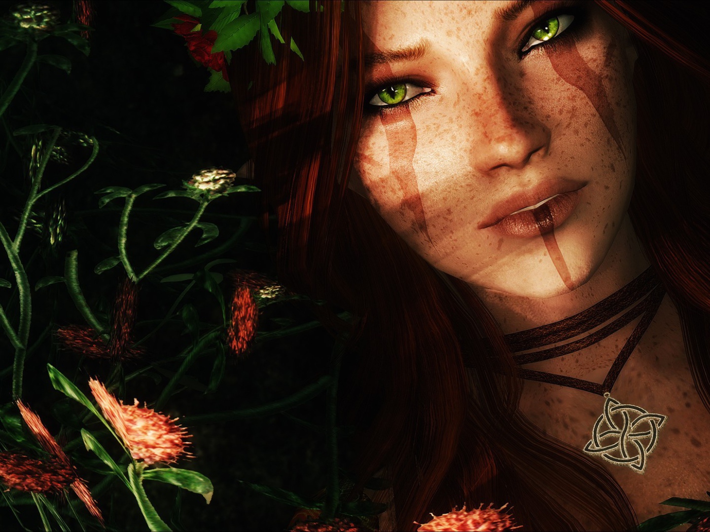 Колдунья с магическим кулоном на шее