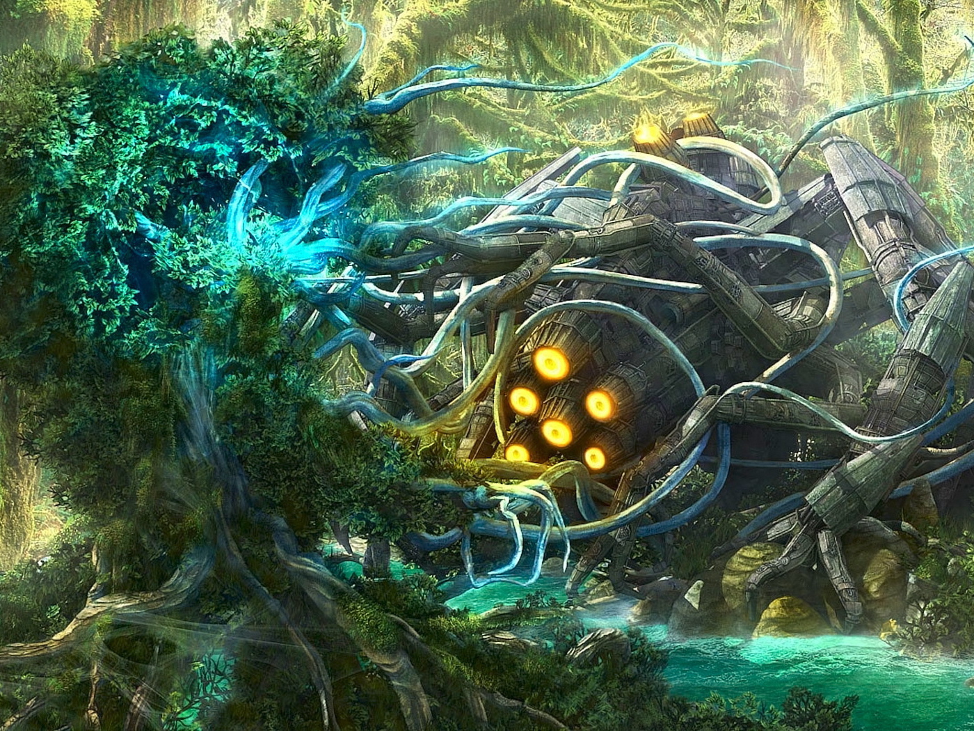 Космический корабль в лесу