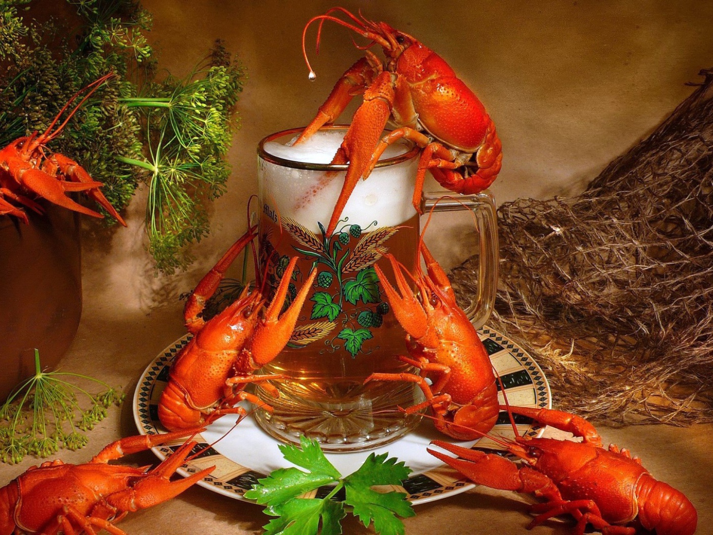 Пиво с вареными раками