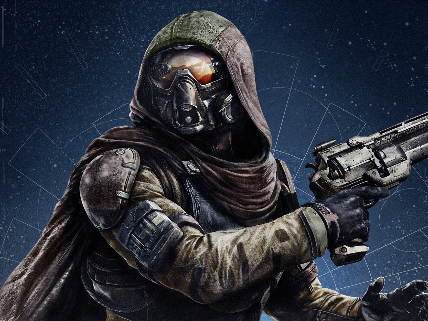 Солдат в маске с пистолетом, игра Destiny