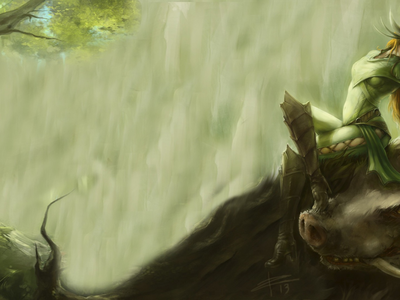 Артемис на лесном звере, игра Smite