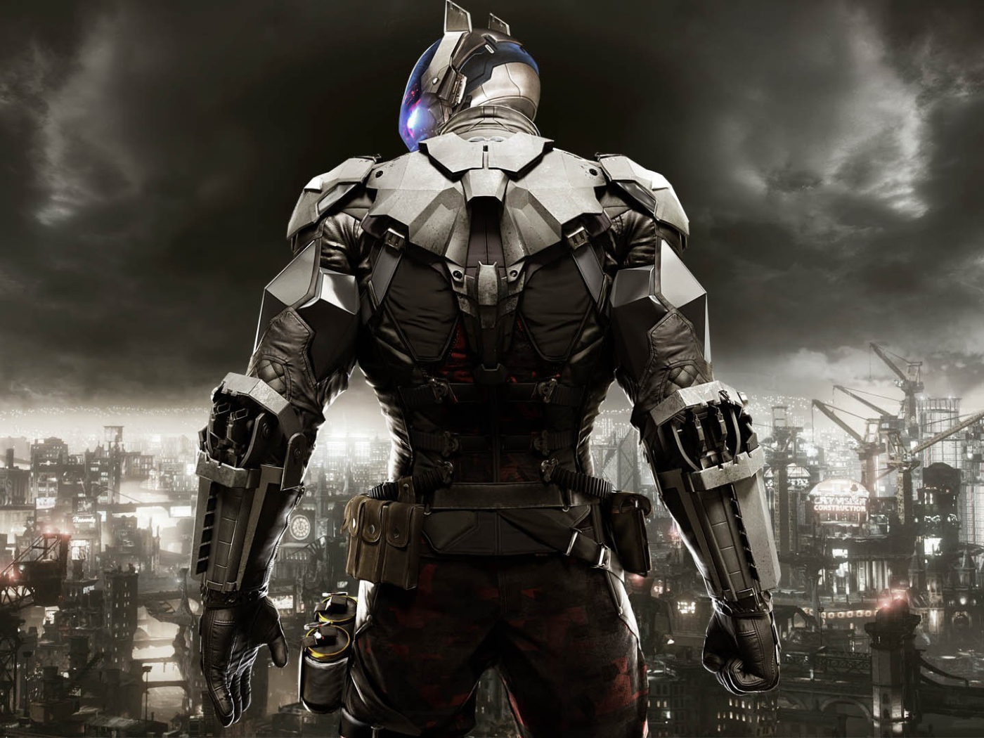 Бэтман смотрит на город, игра Batman Arkham Knight