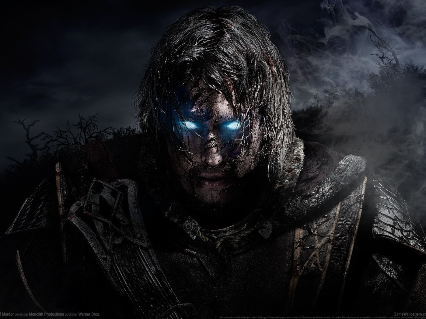 Горящие глаза героя игры Тени Мордора