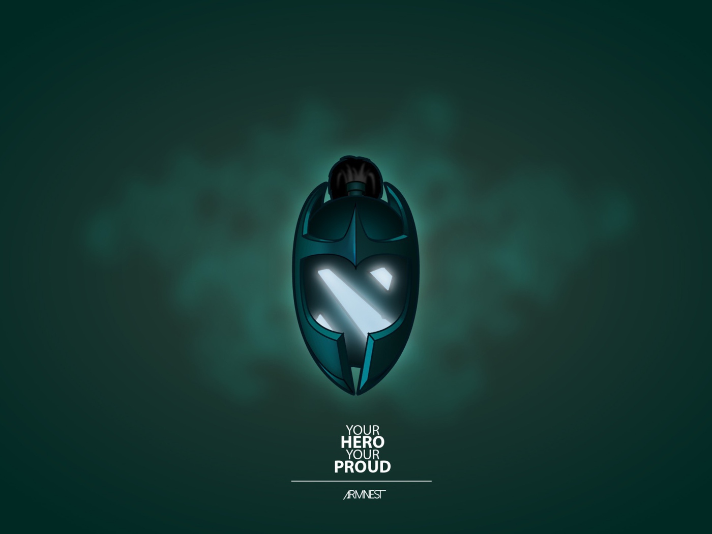 Маска из игры Dota 2, зеленый фон