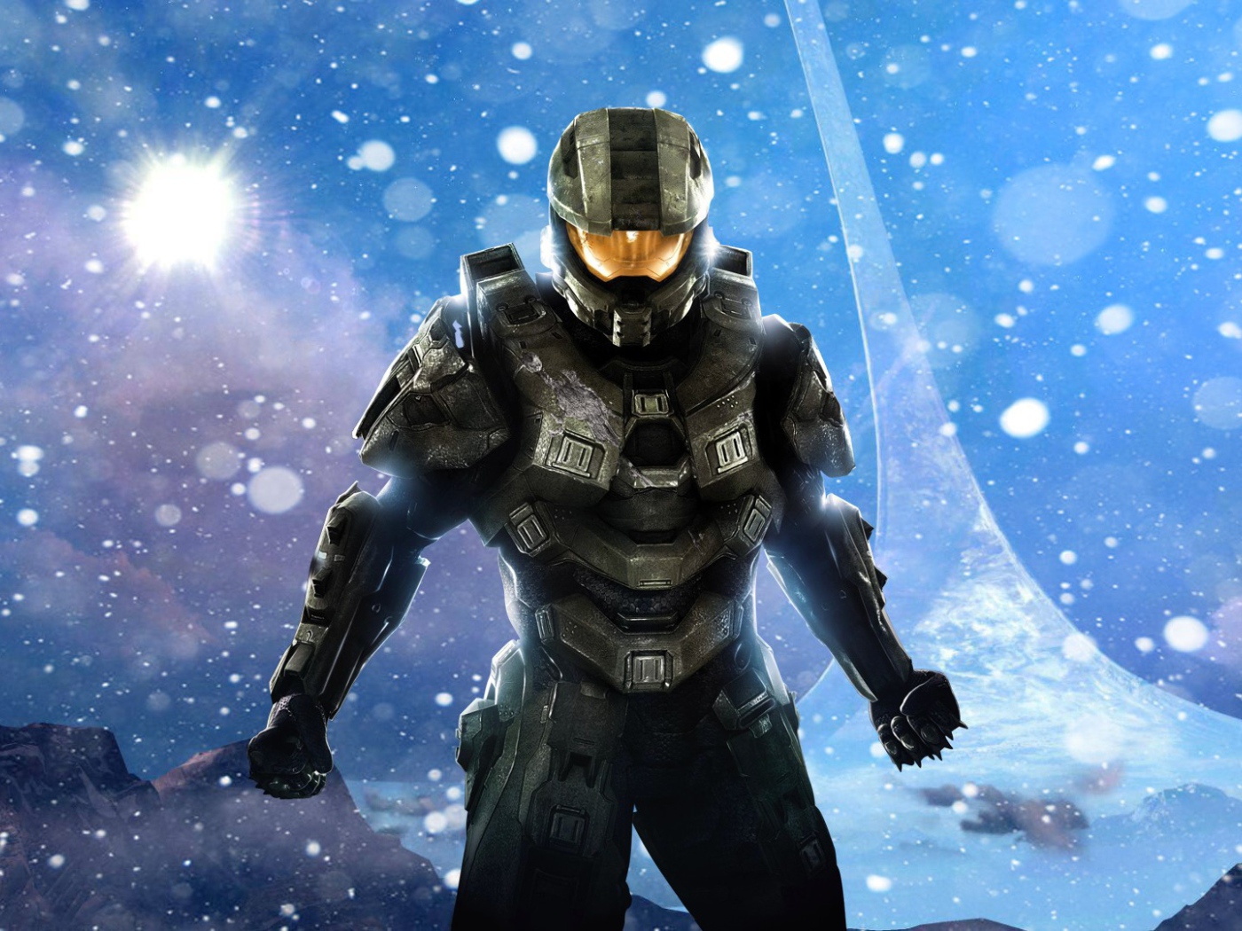 Мастер Чиф на фоне звезд