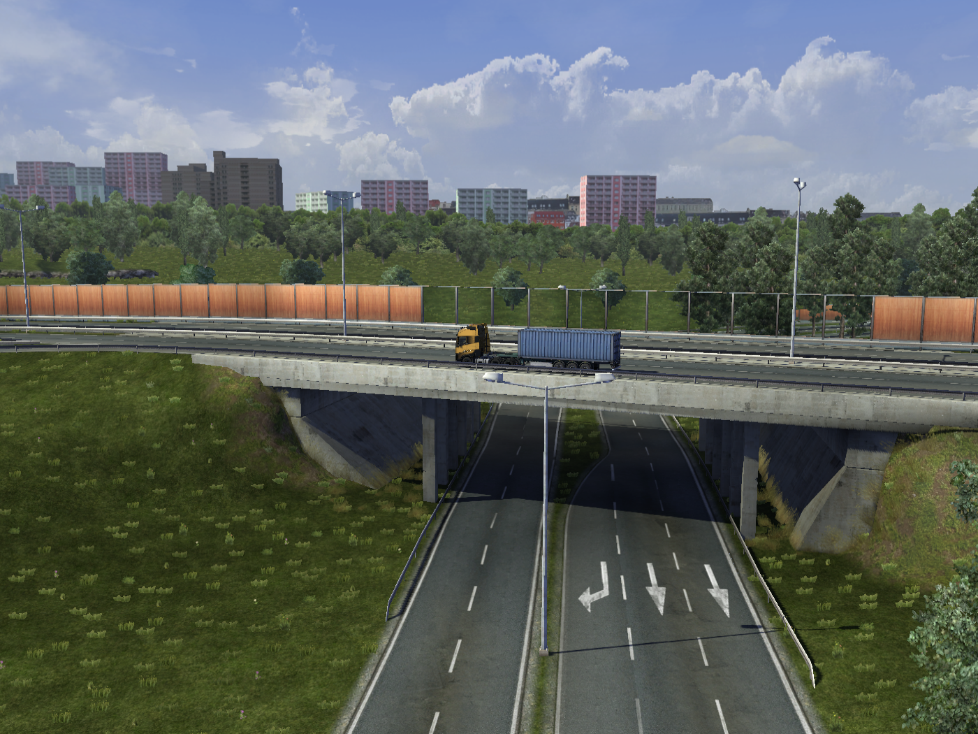 Эстакада над дорогой в игре Euro Truck Simulator 2