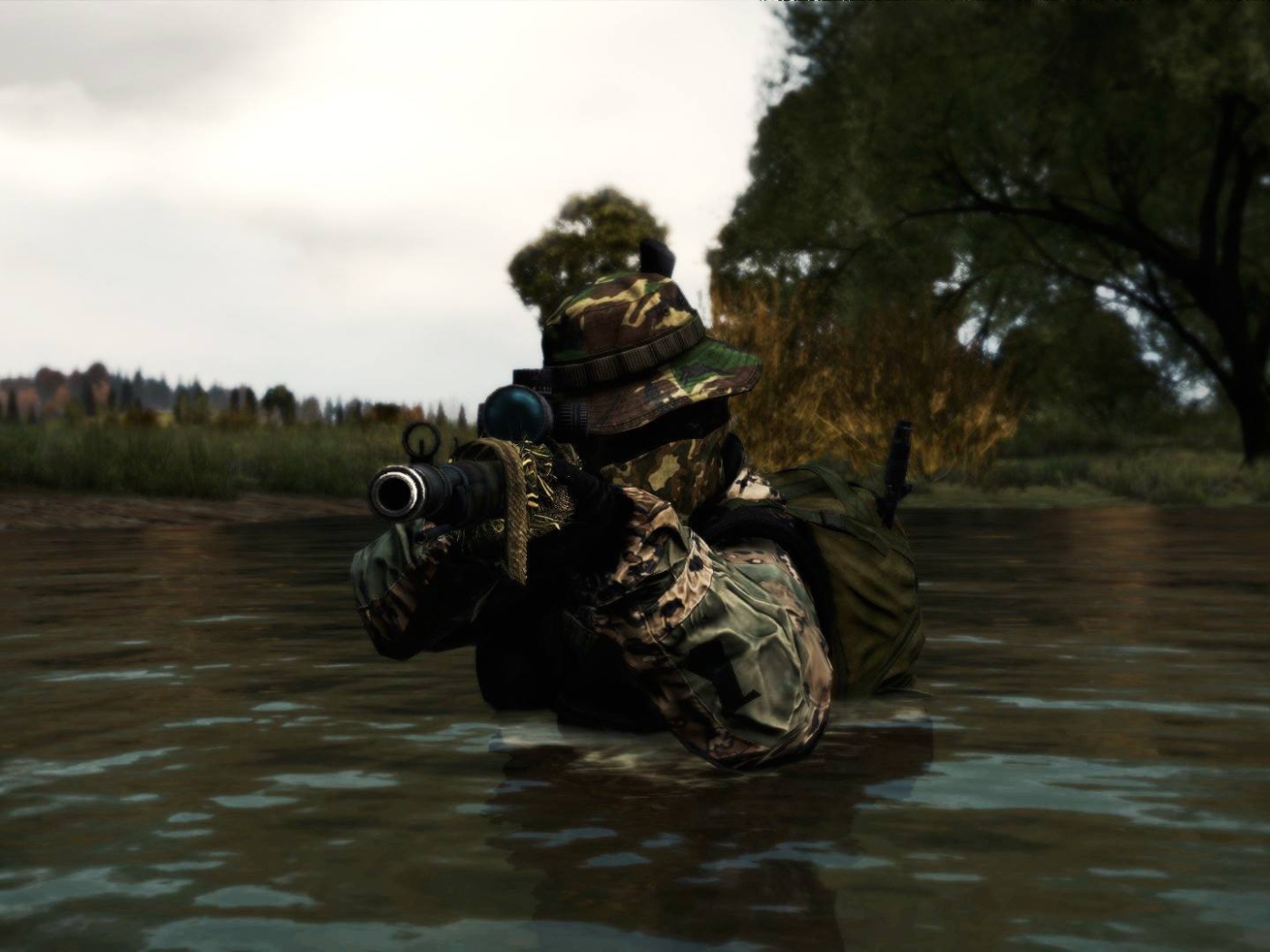 Солдат в воде, игра DayZ