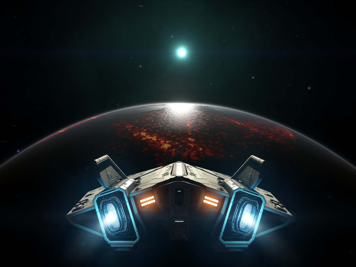 Космический корабль перед планетой, игра Elite Dangerous
