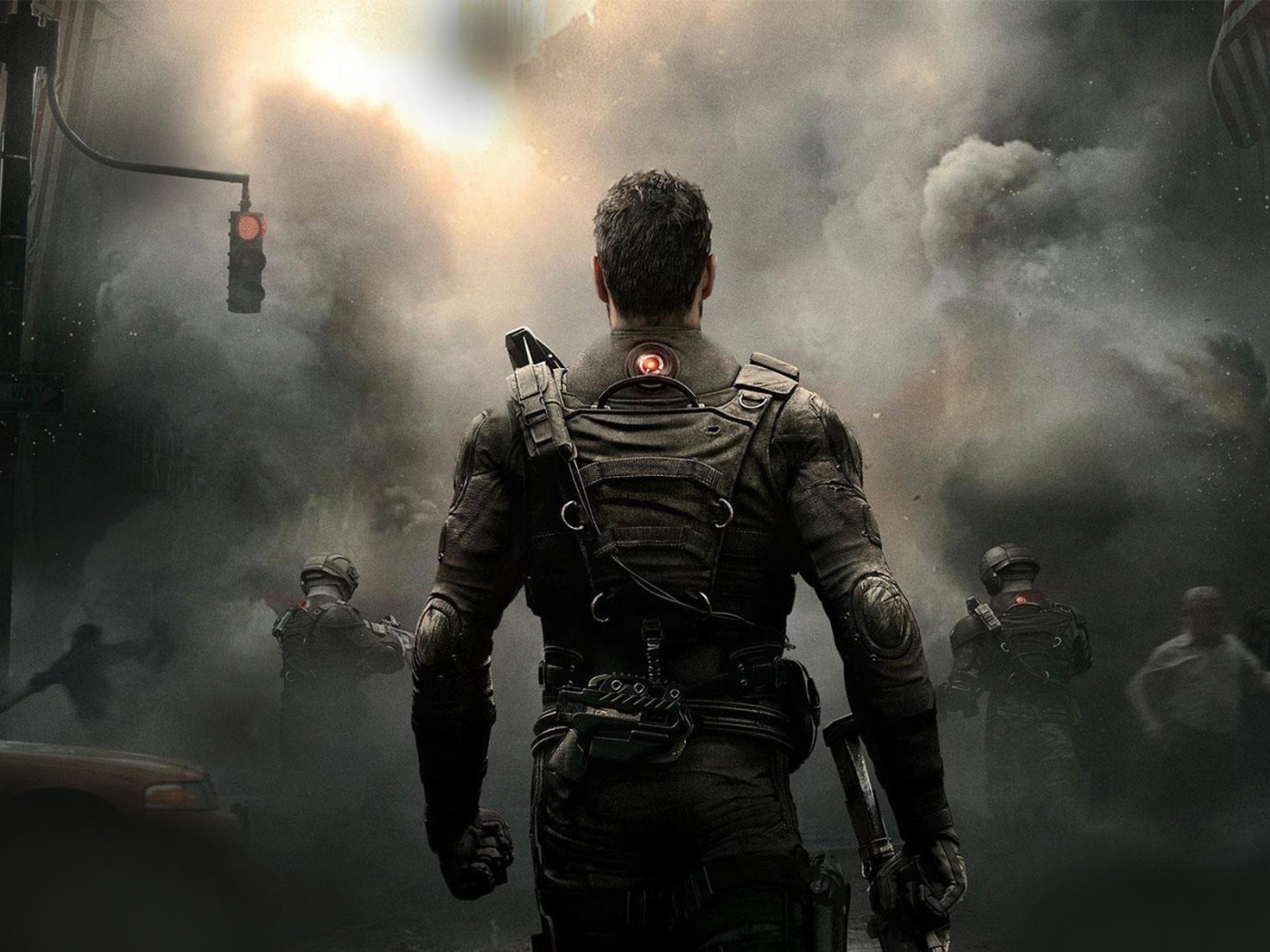 Персонаж игры Rainbow 6 Patriots смотрит на дым