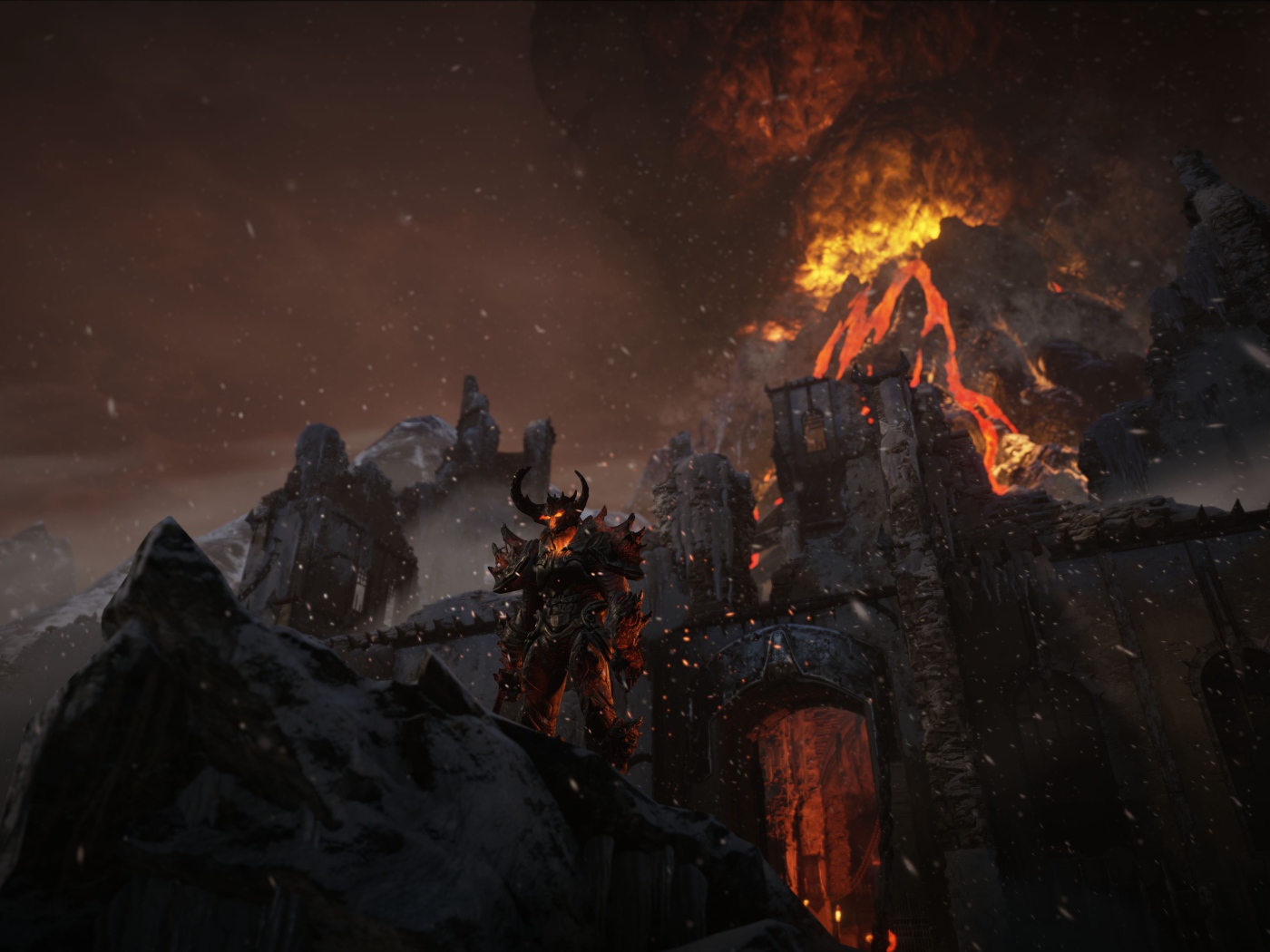 Демон у огненной горы в игре Unreal Engine 4