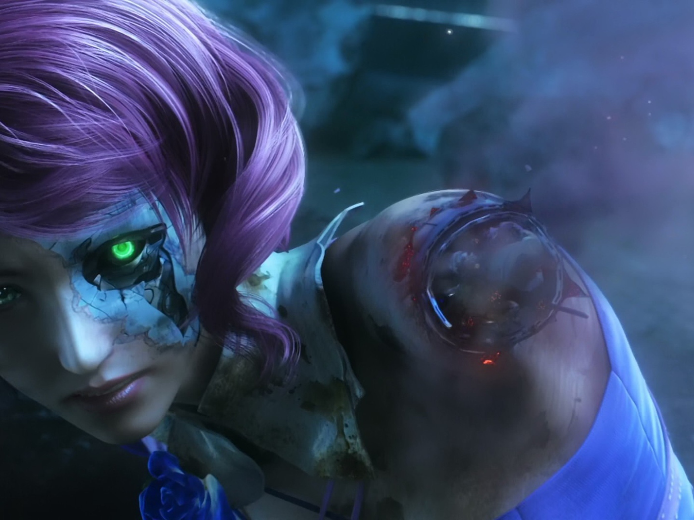 Девушка робот с зеленым глазом