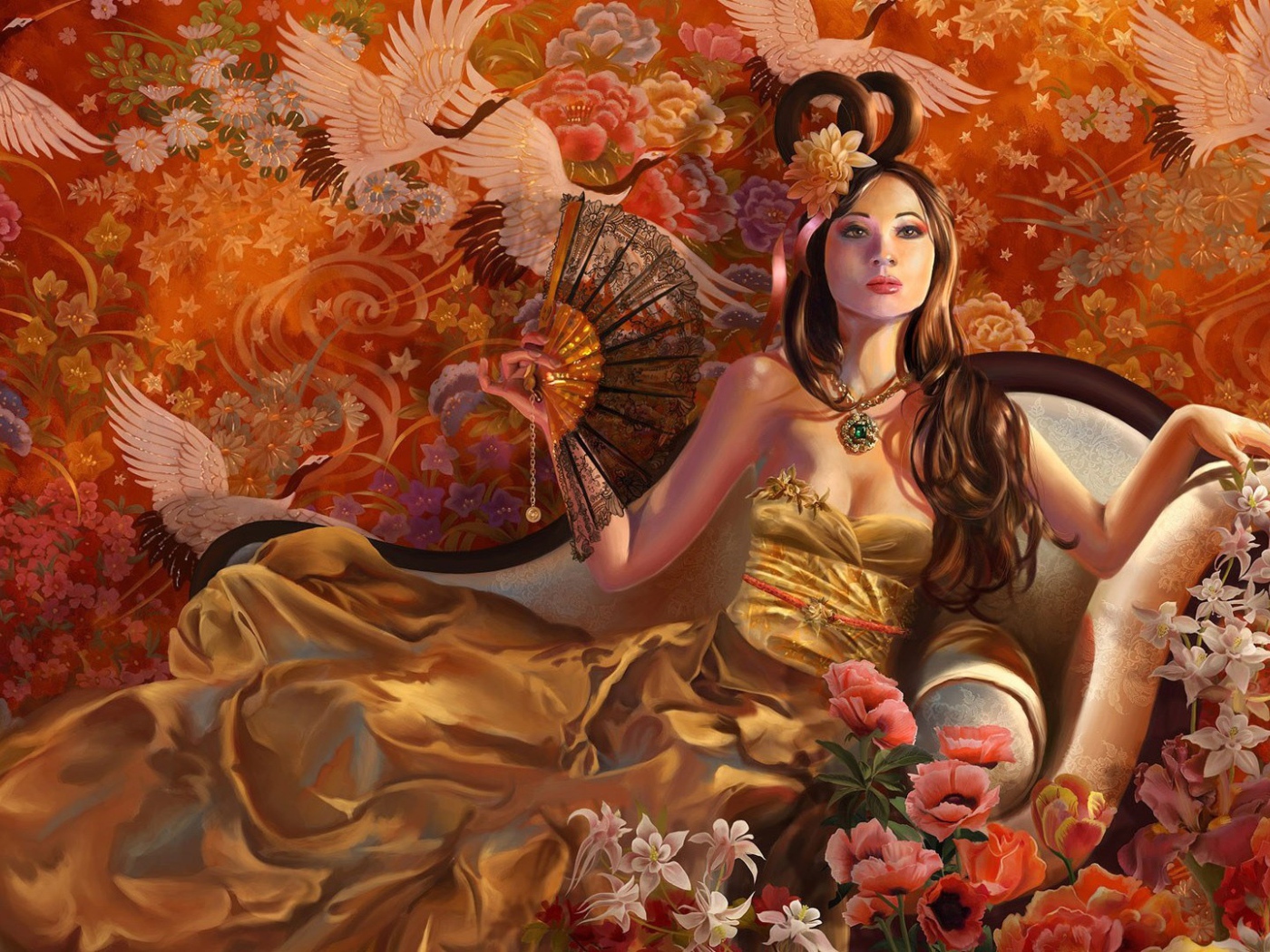 Восточная девушка с веером