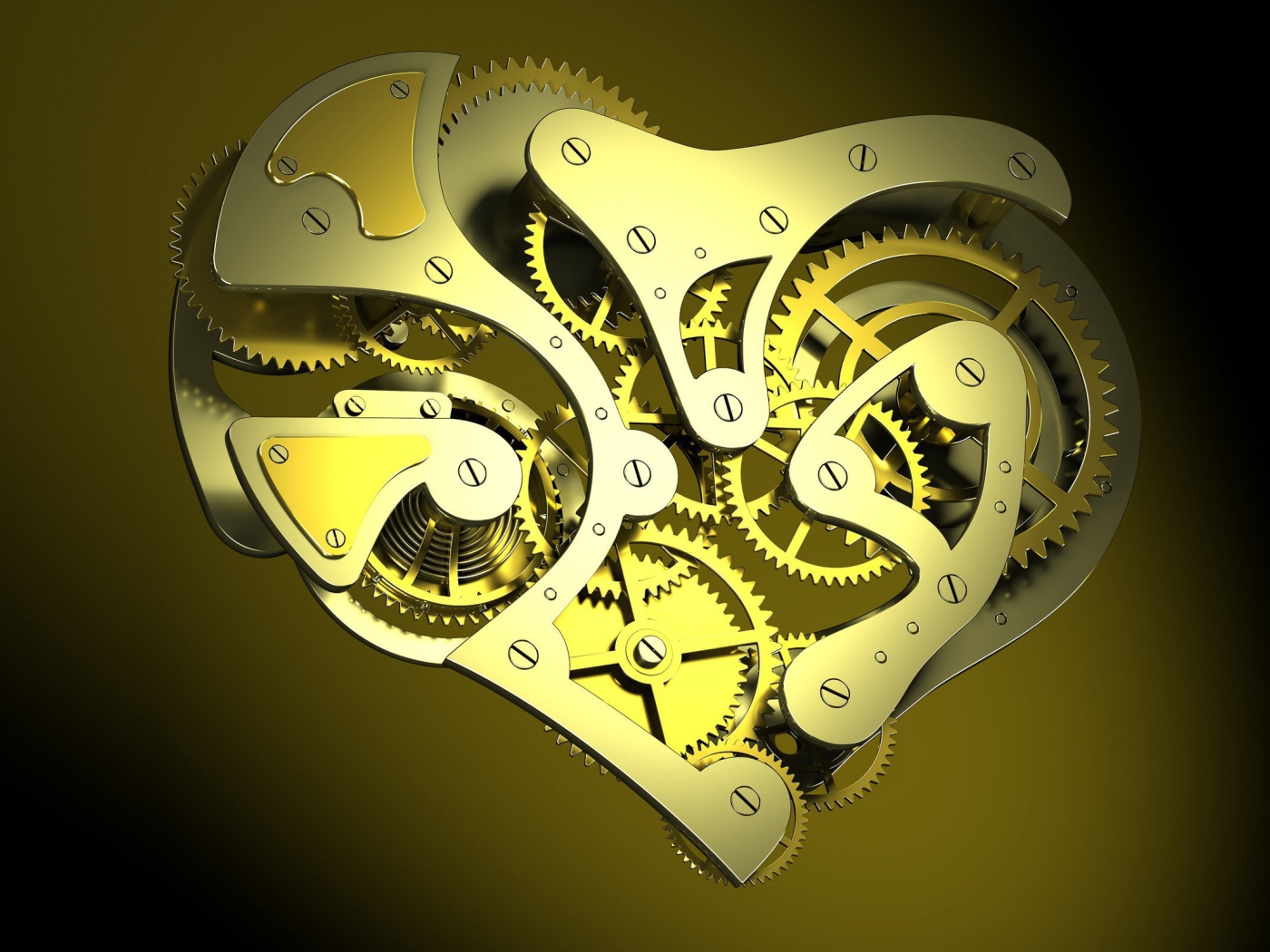 Механическое сердце, желтый фон