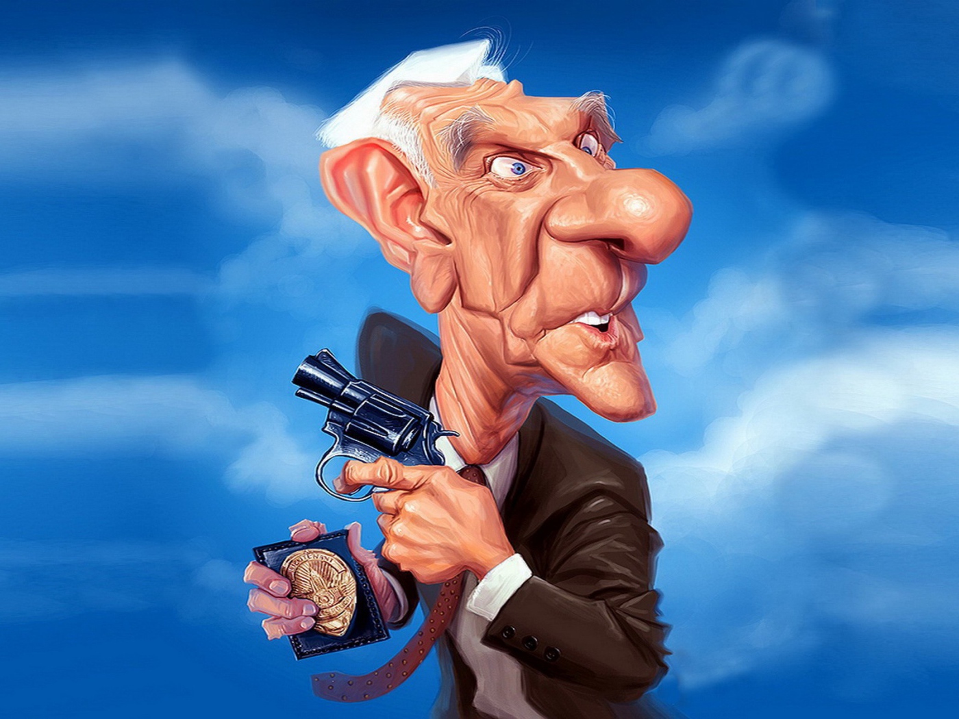 Карикатура на актера Лесли Нильсена