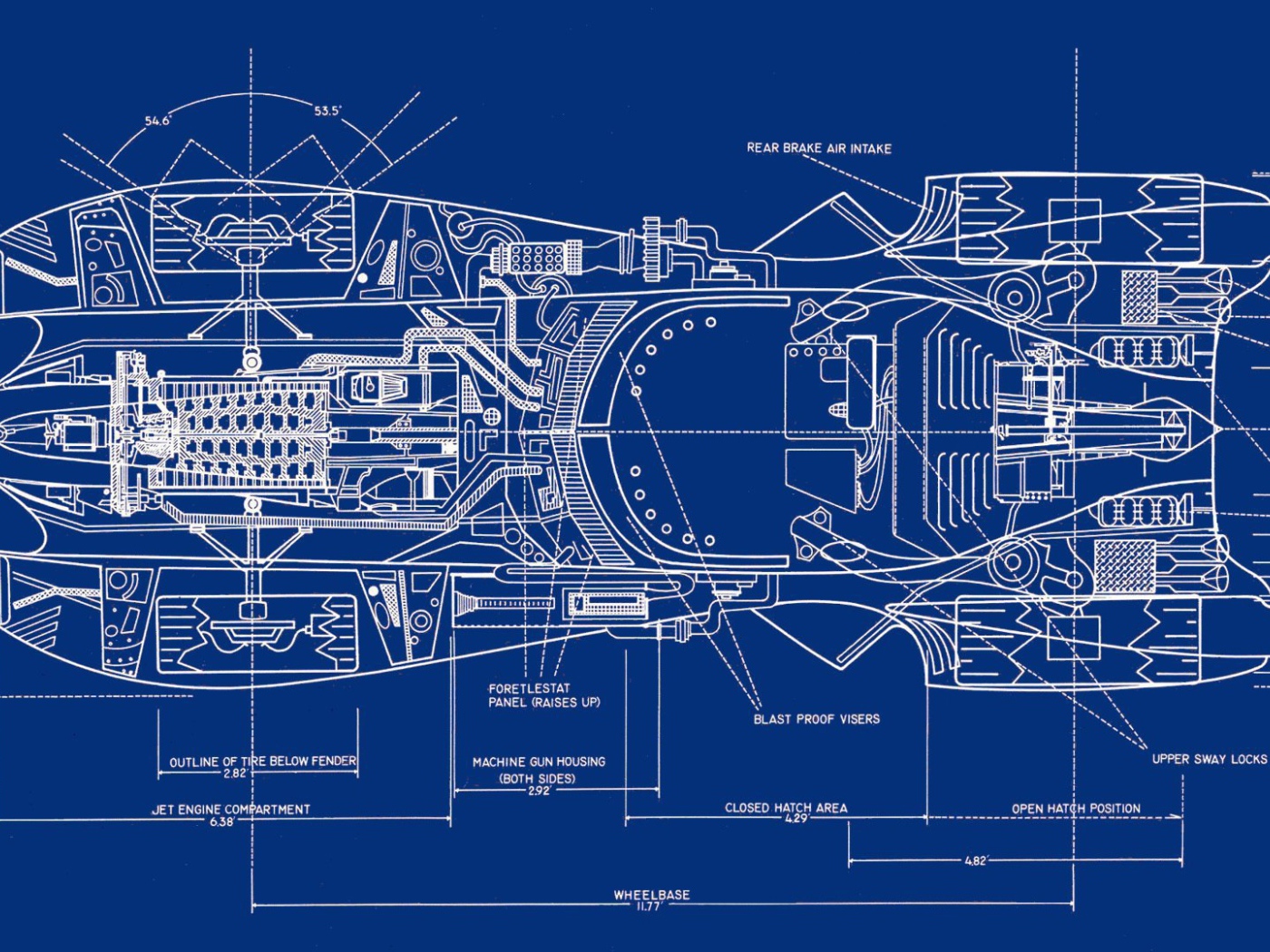 Чертеж автомобиля Бэтмана