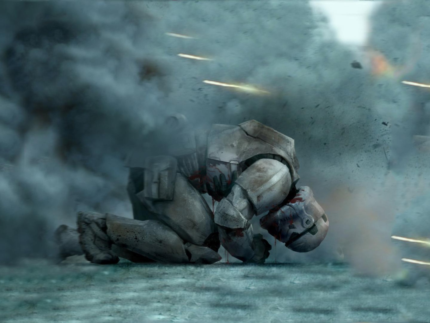 Окровавленный штурмовик под огнем, Звездные войны