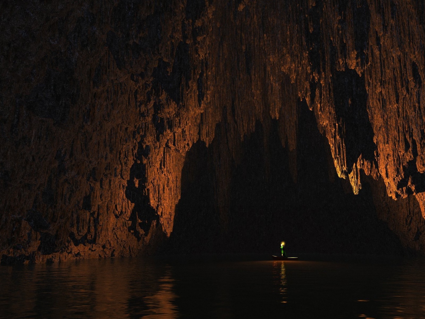 Прогулка на лодке внутри пещеры