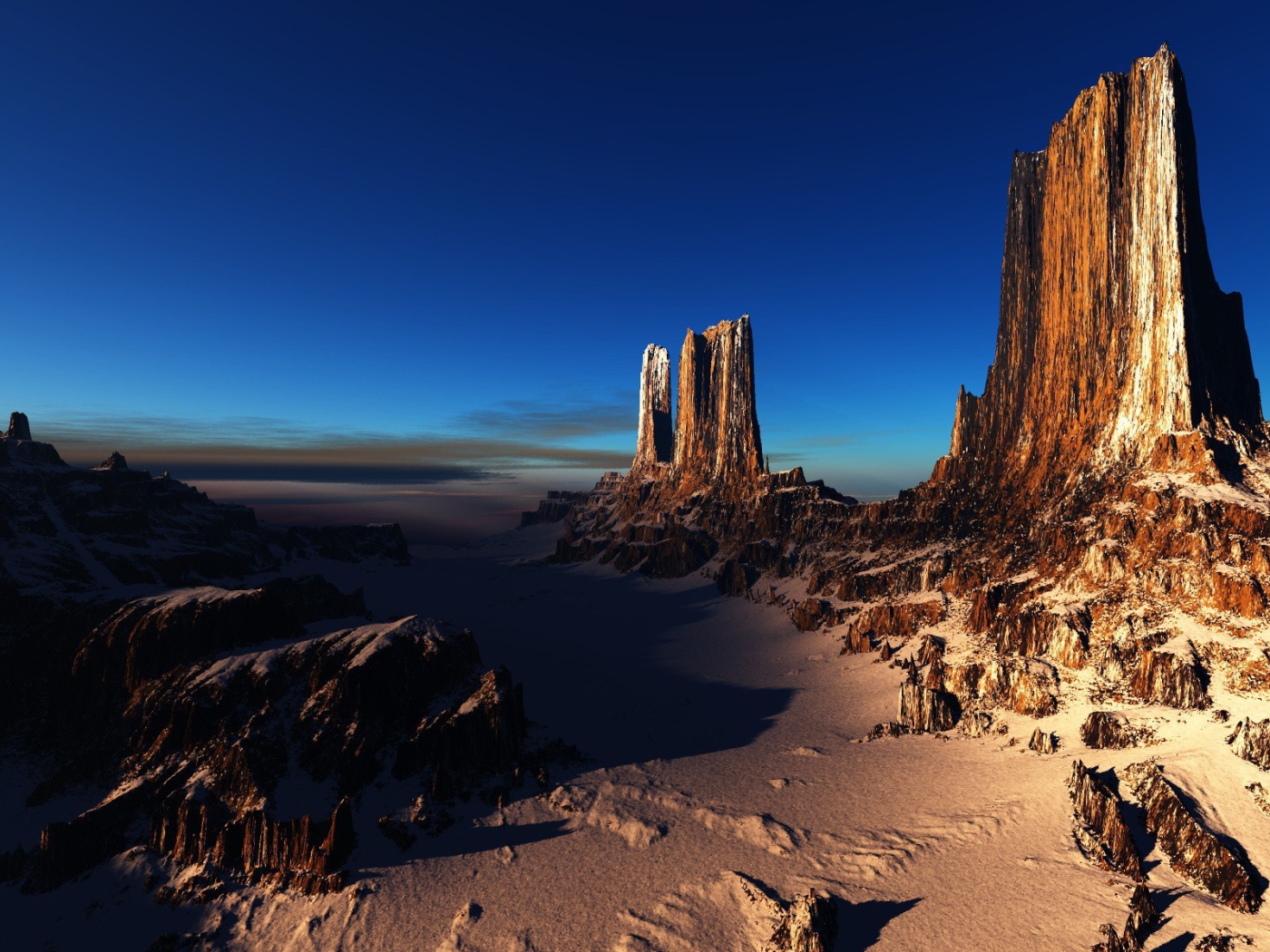 Острые пики оставшиеся от разрушенных скал