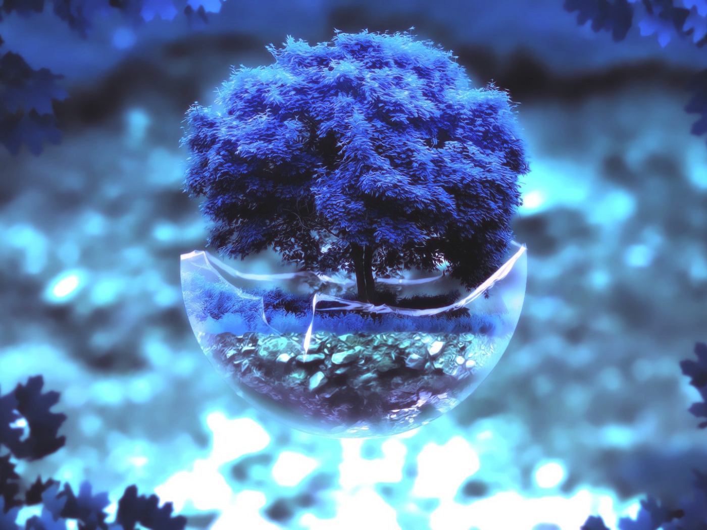 Бонсай с синим деревом