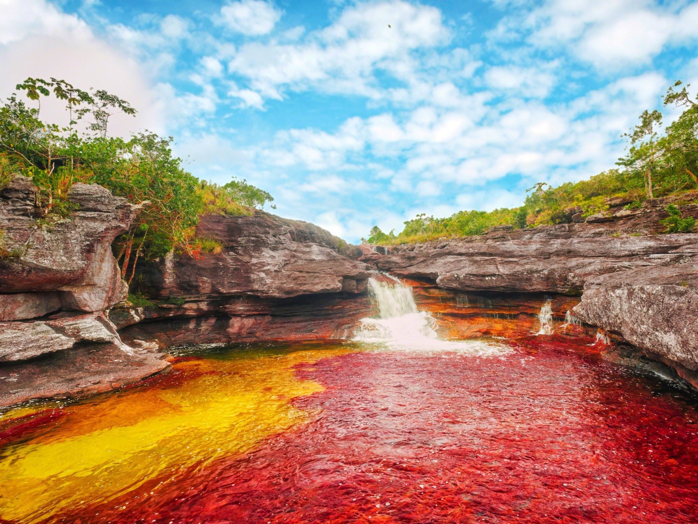 Красная и желтая вода в реке