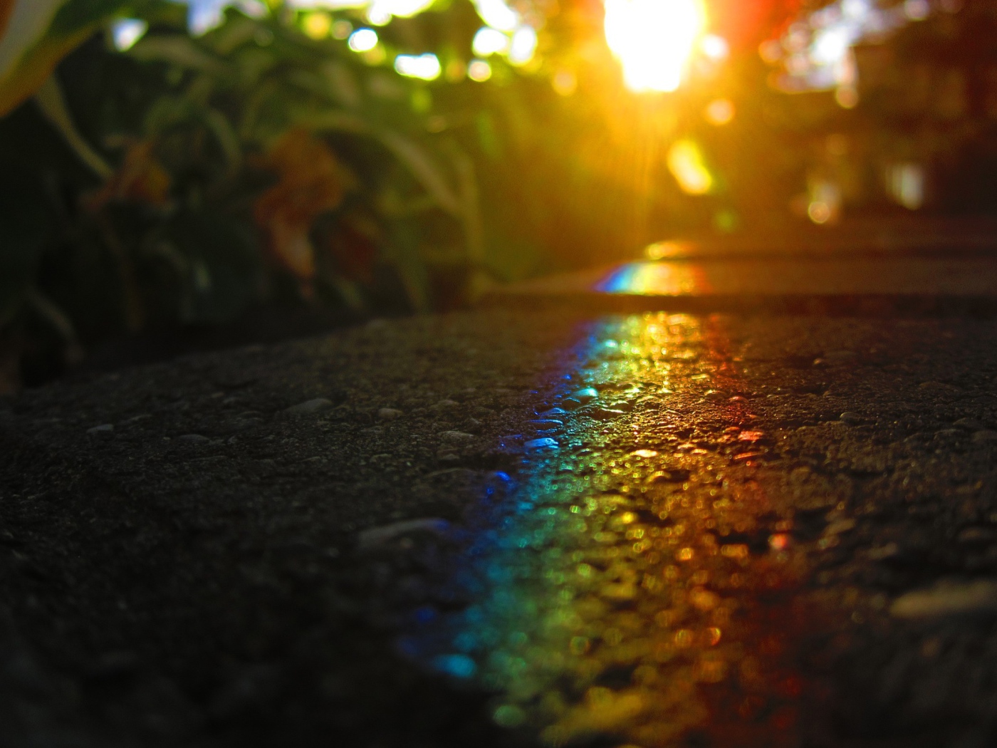 Радужный блик на асфальте