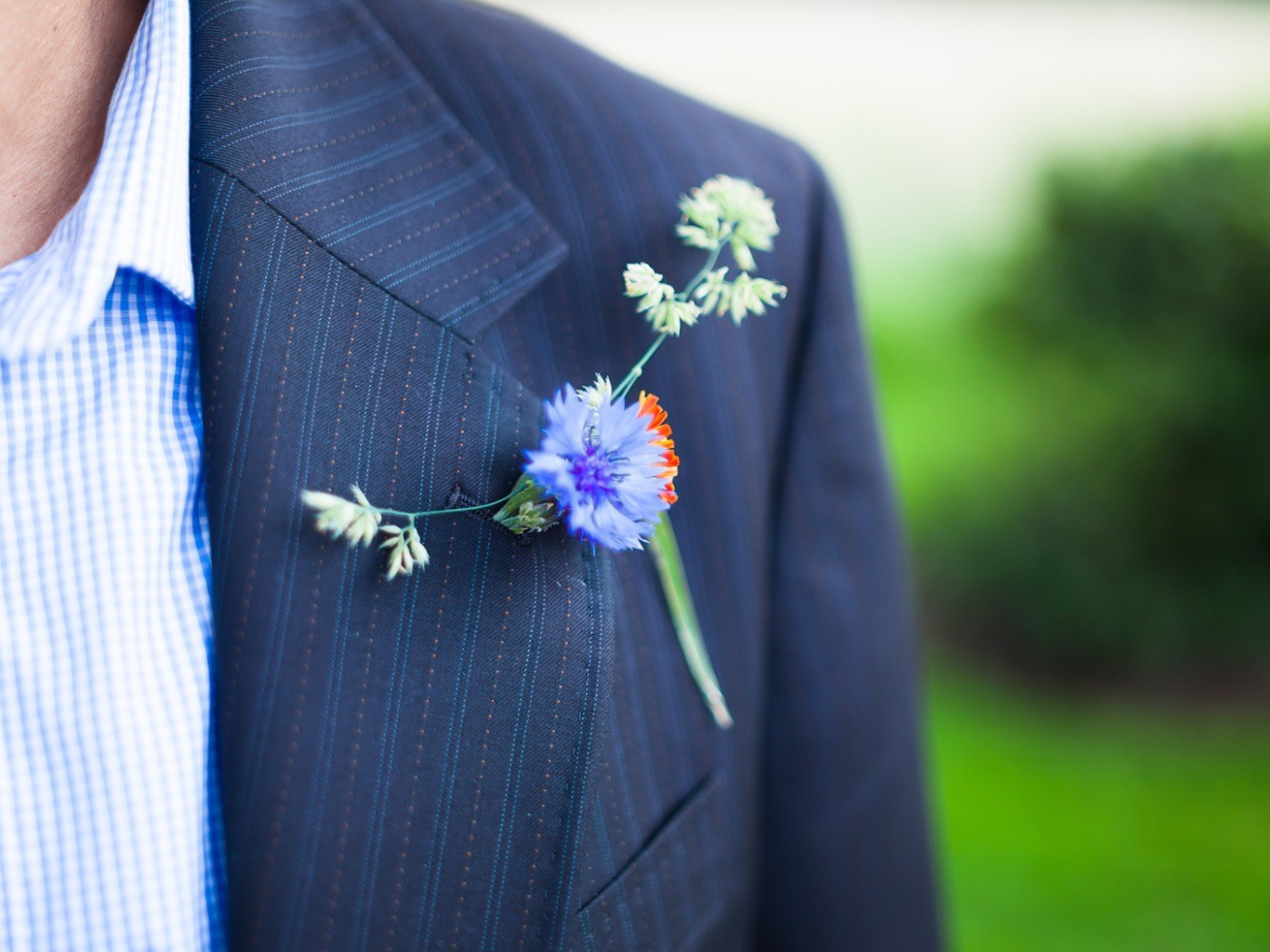 Полевой цветок в петлице пиджака