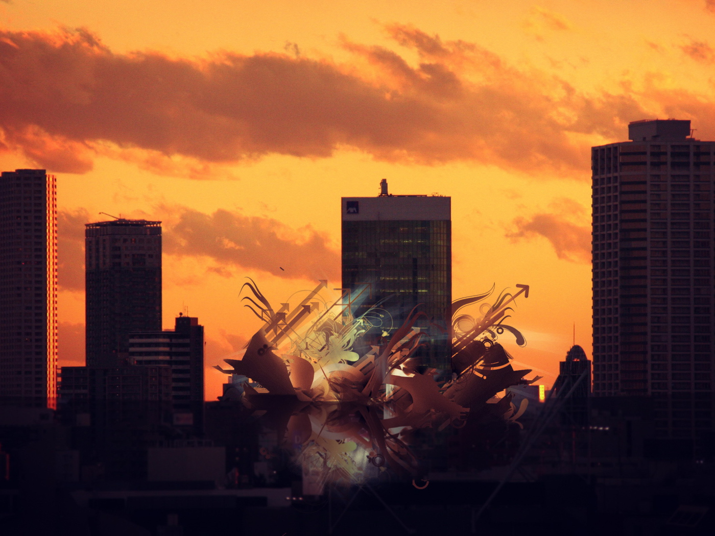 Рисунок на городском пейзаже