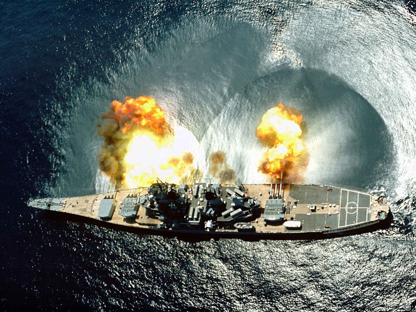 Warship fires at sea