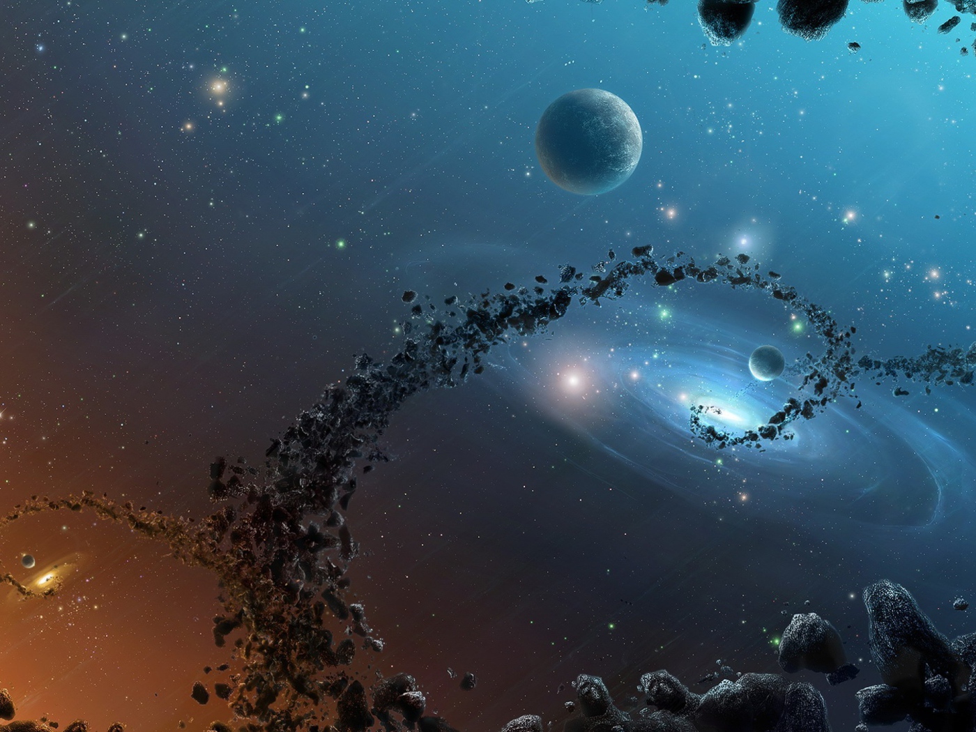 Цепь астероидов между галактиками