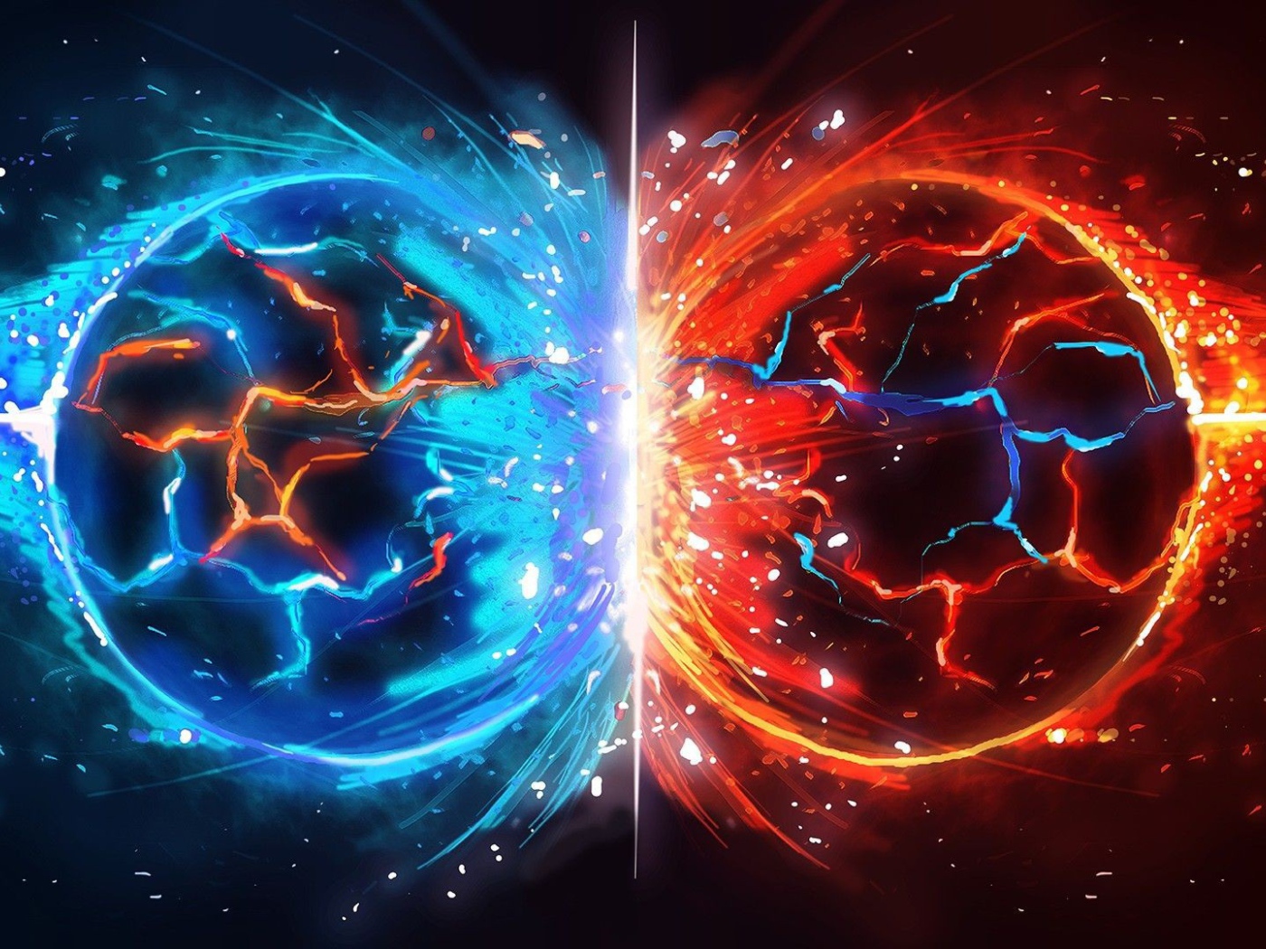 Столкновение огненой и ледяной планет