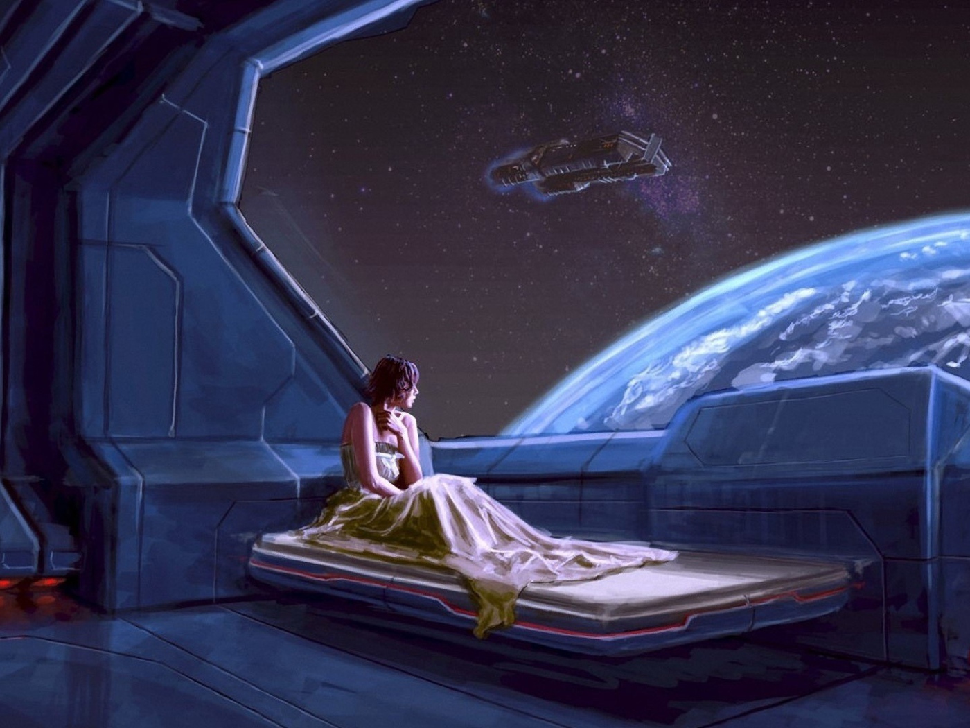 Девушка на космической станции