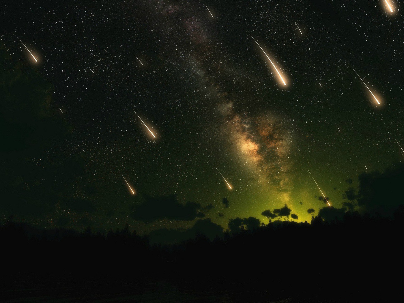 Ночь во время метеоритного дождя