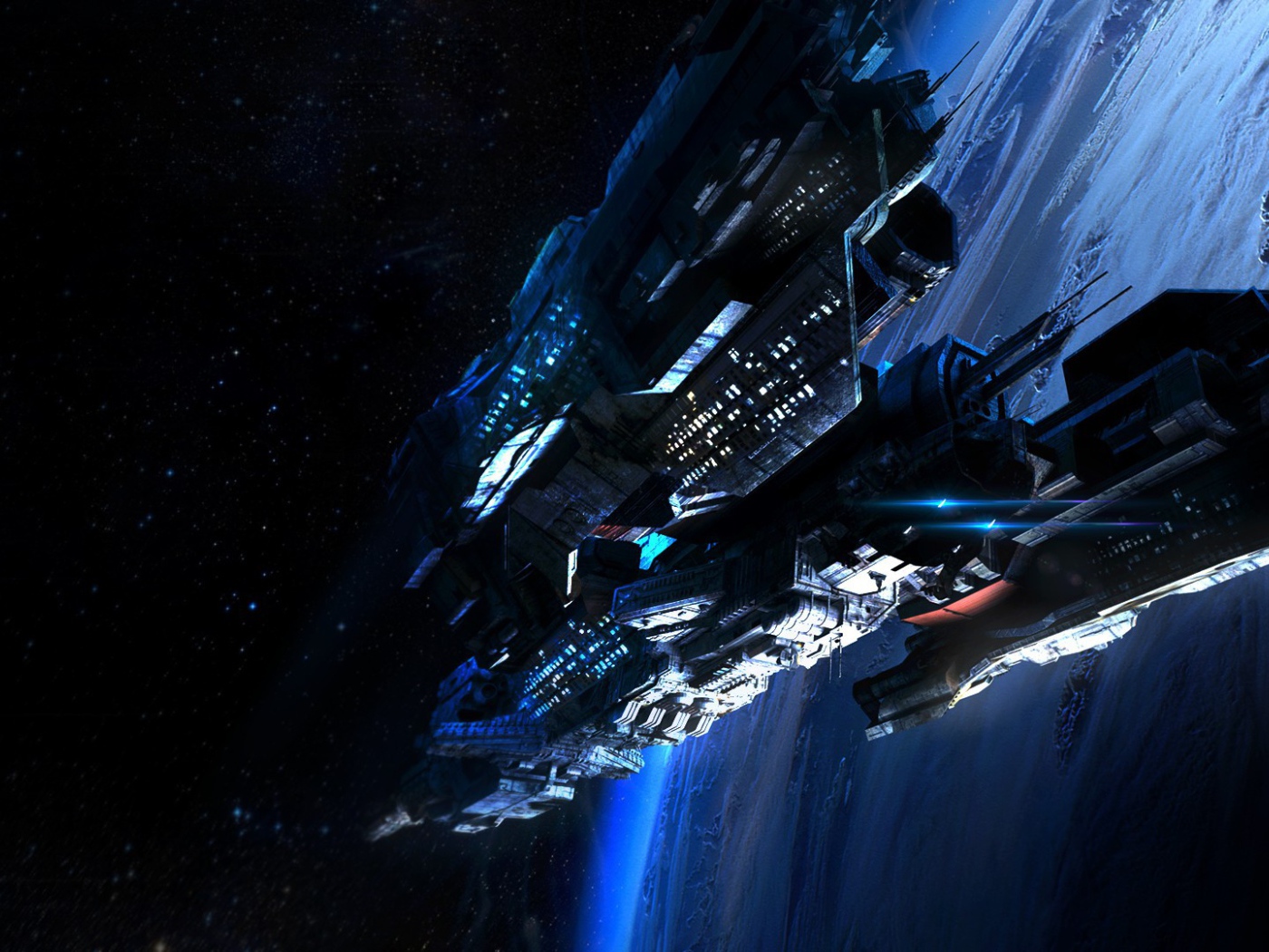 Космический корабль у далекой планеты