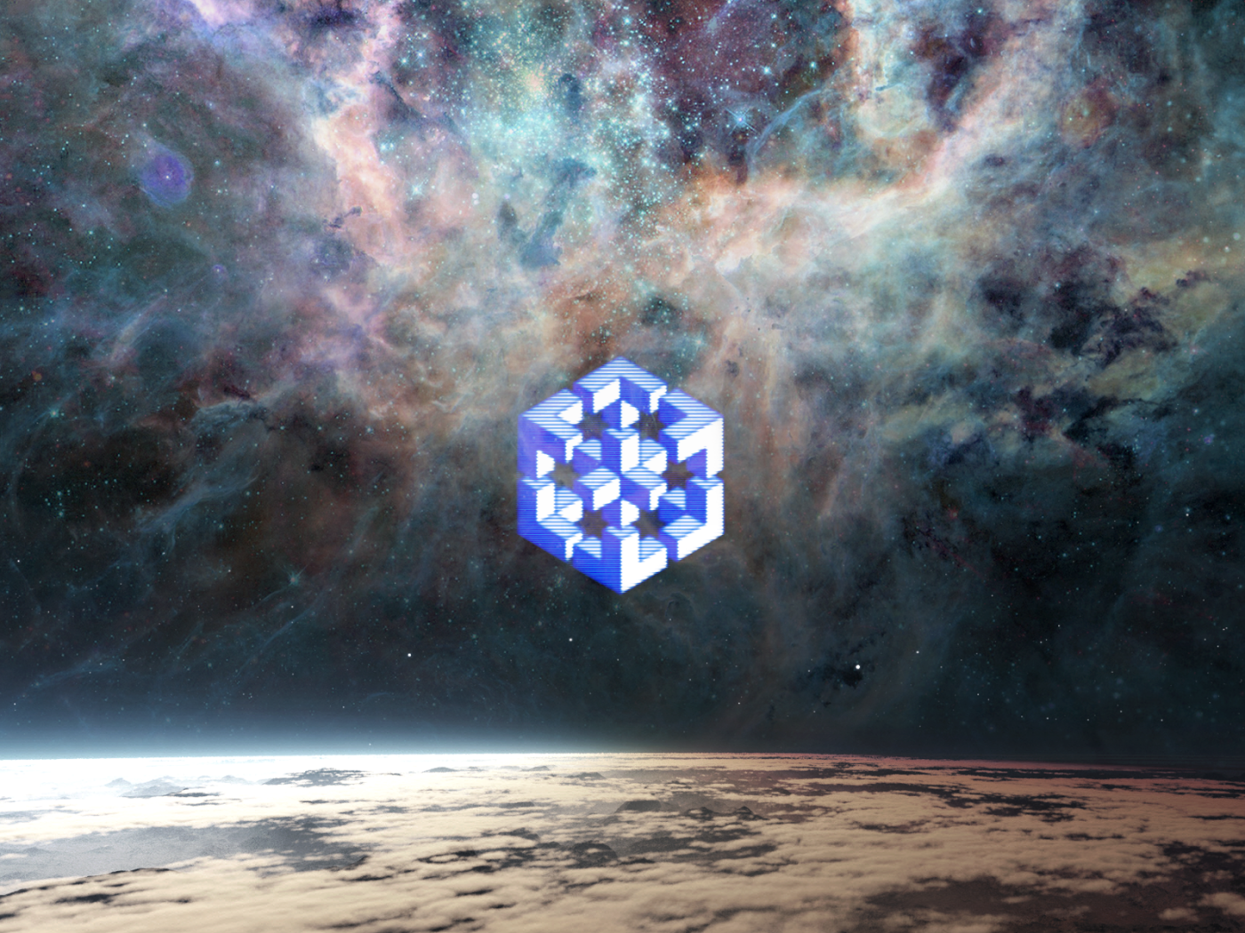 Символ снежинка на фоне звезд