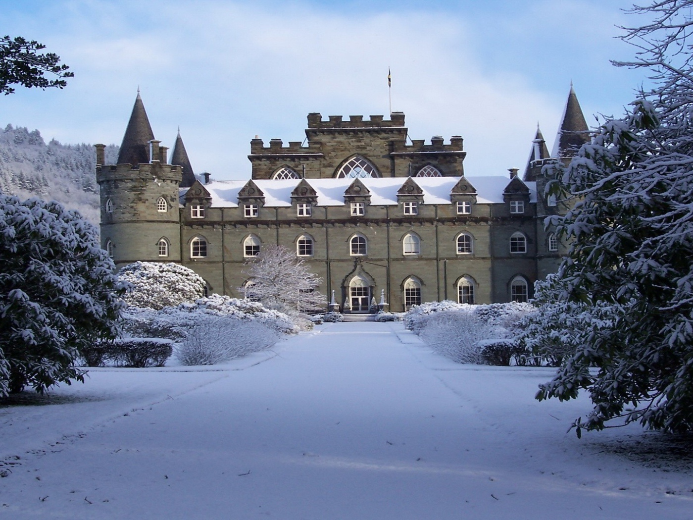 Snowy Castle in Scotland
