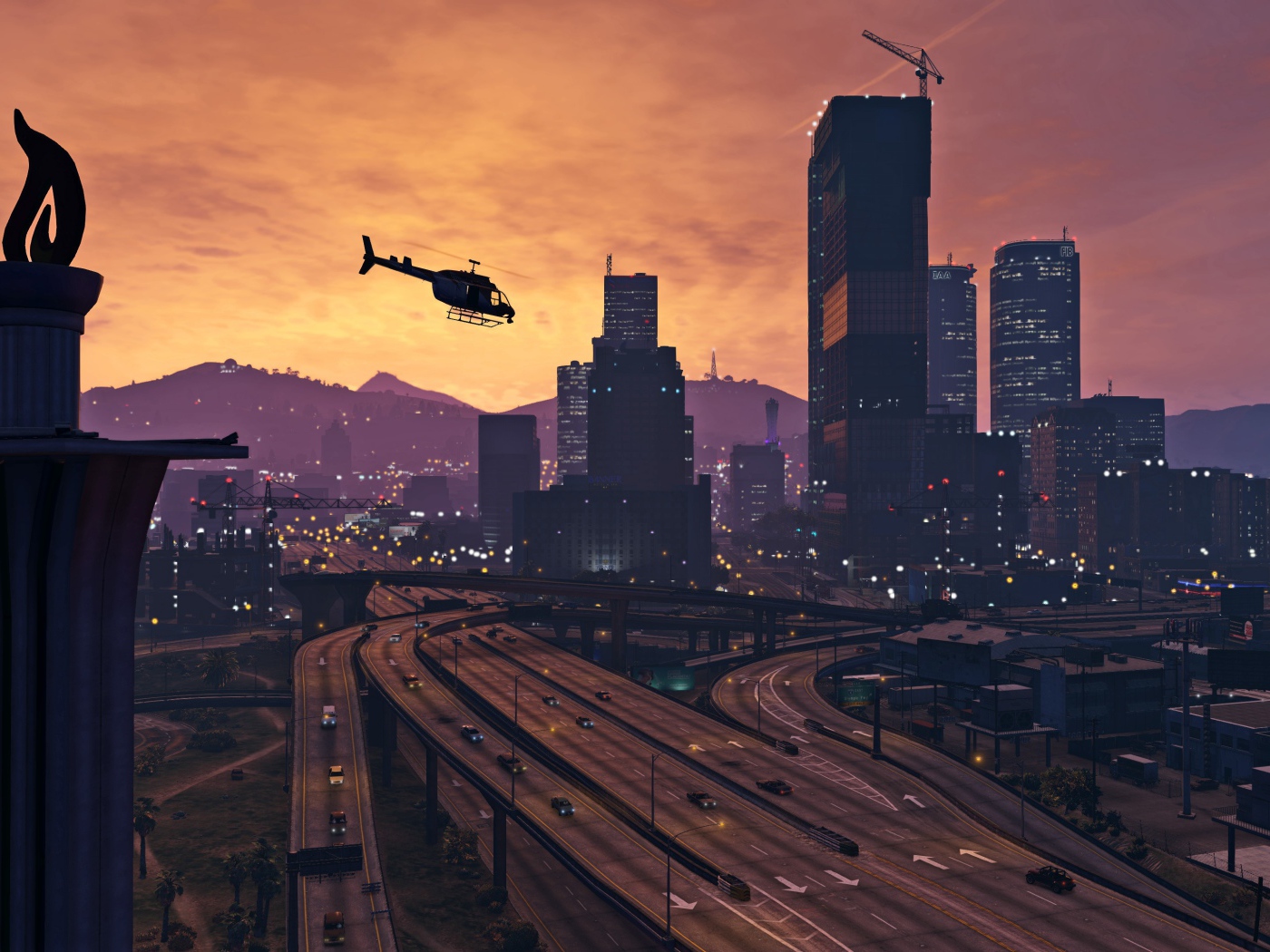 Panorama of the metropolis in the game Grand Theft Auto V