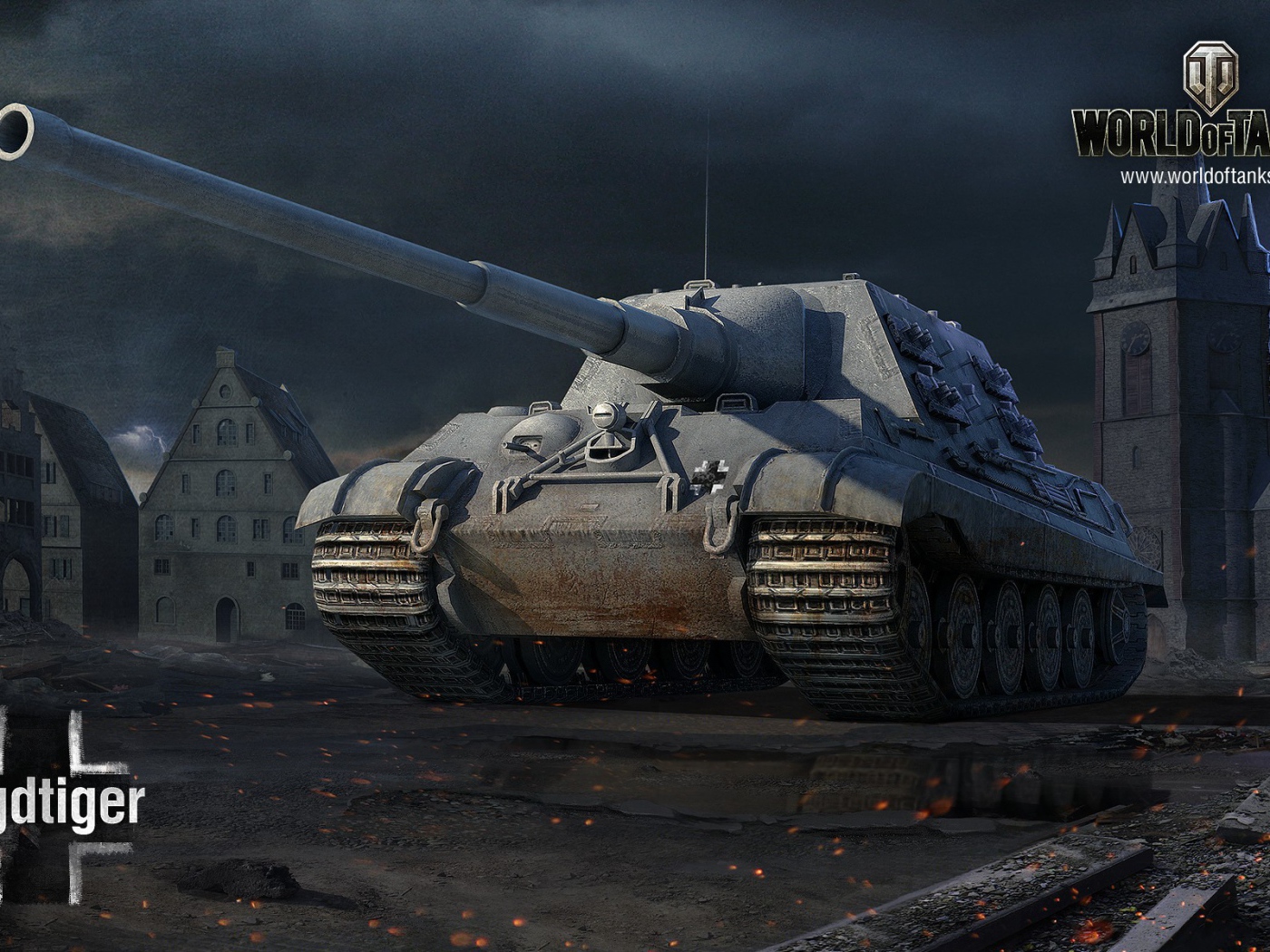 Powerful JagdTiger from the game World of Tanks