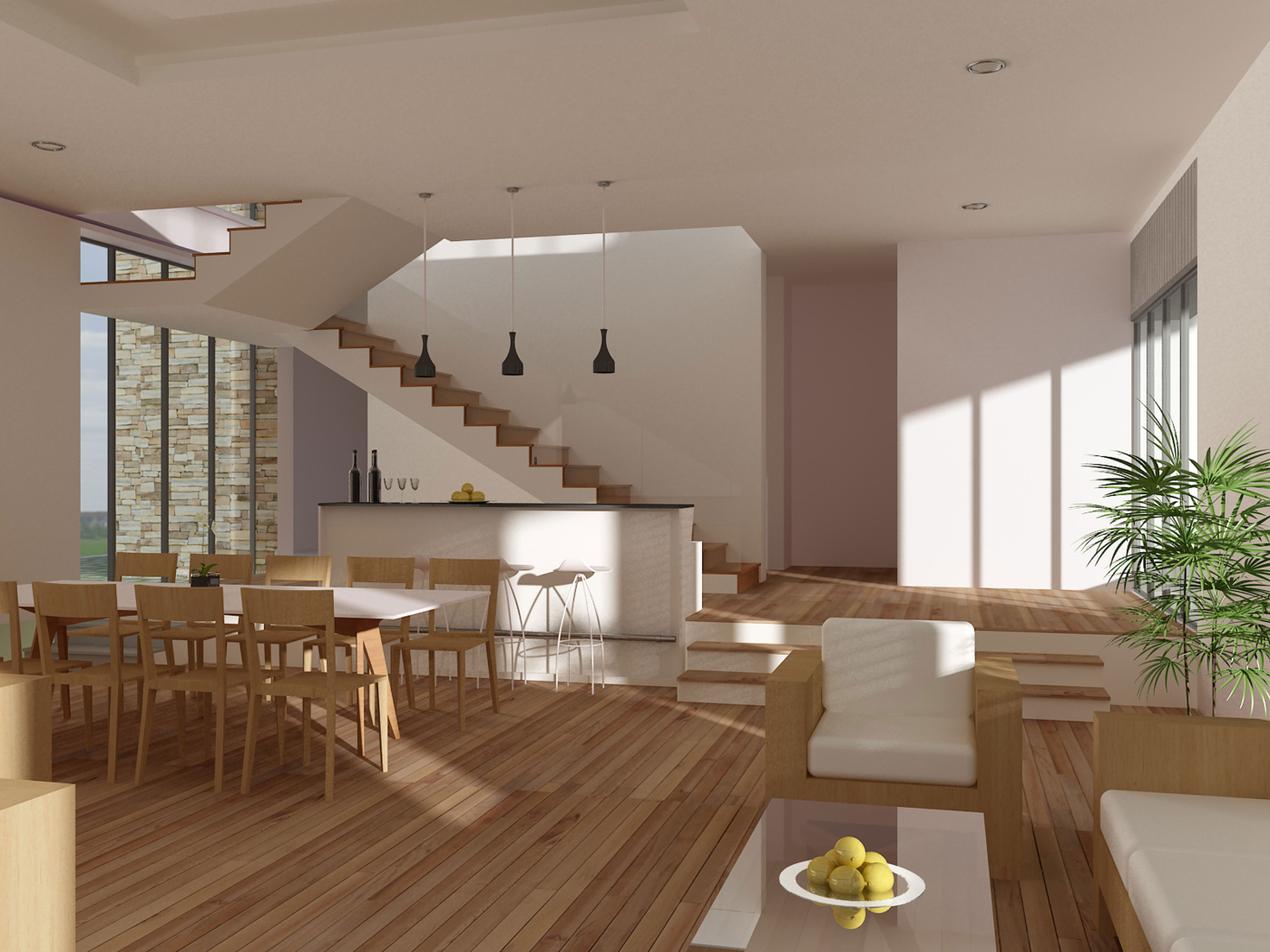 Комната с лестницей на второй этаж