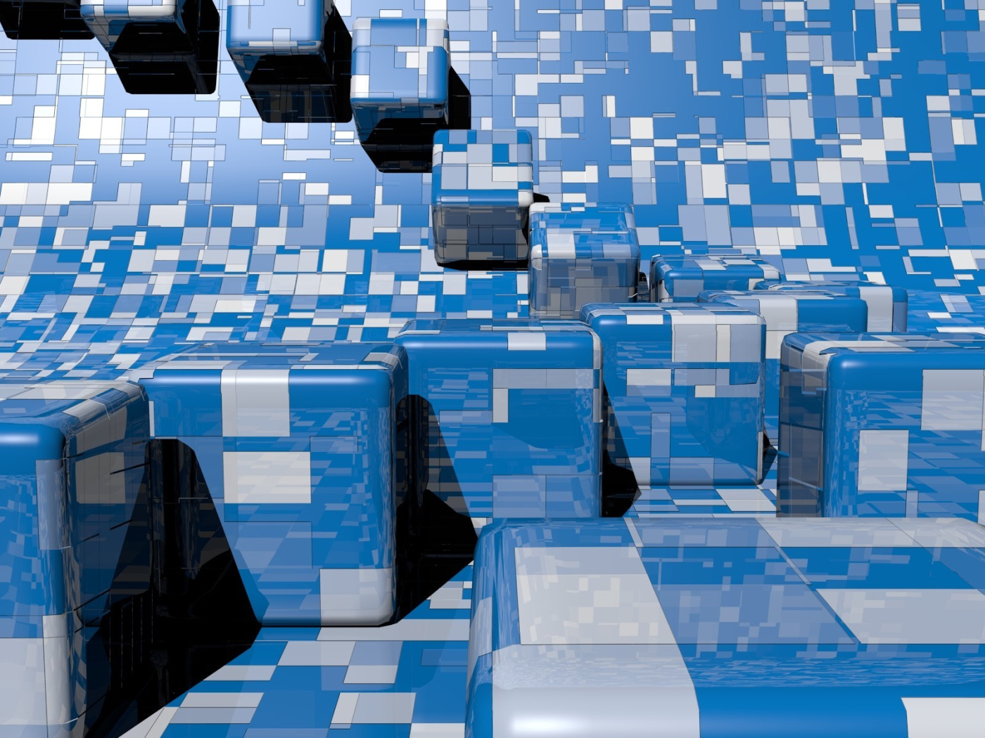 Сине - белые кубы 3D графика 