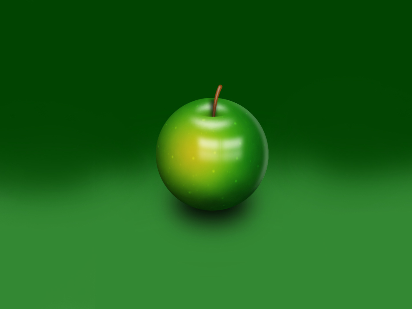 Зеленое яблоко на зеленом фоне 3D графика 