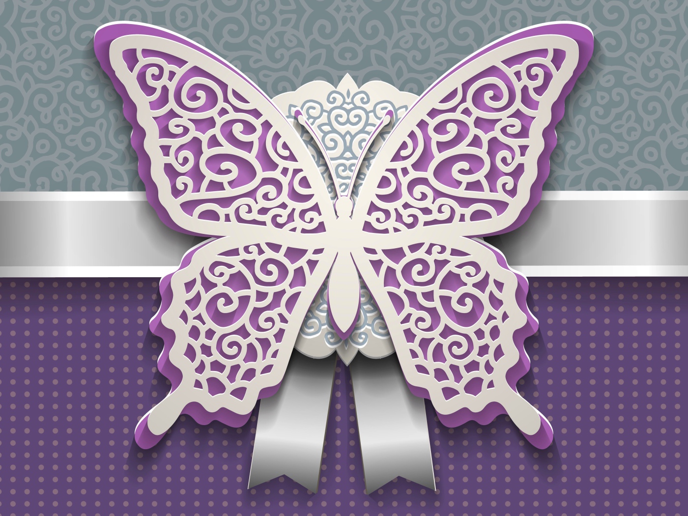 Пурпурная бабочка с белым, 3д графика