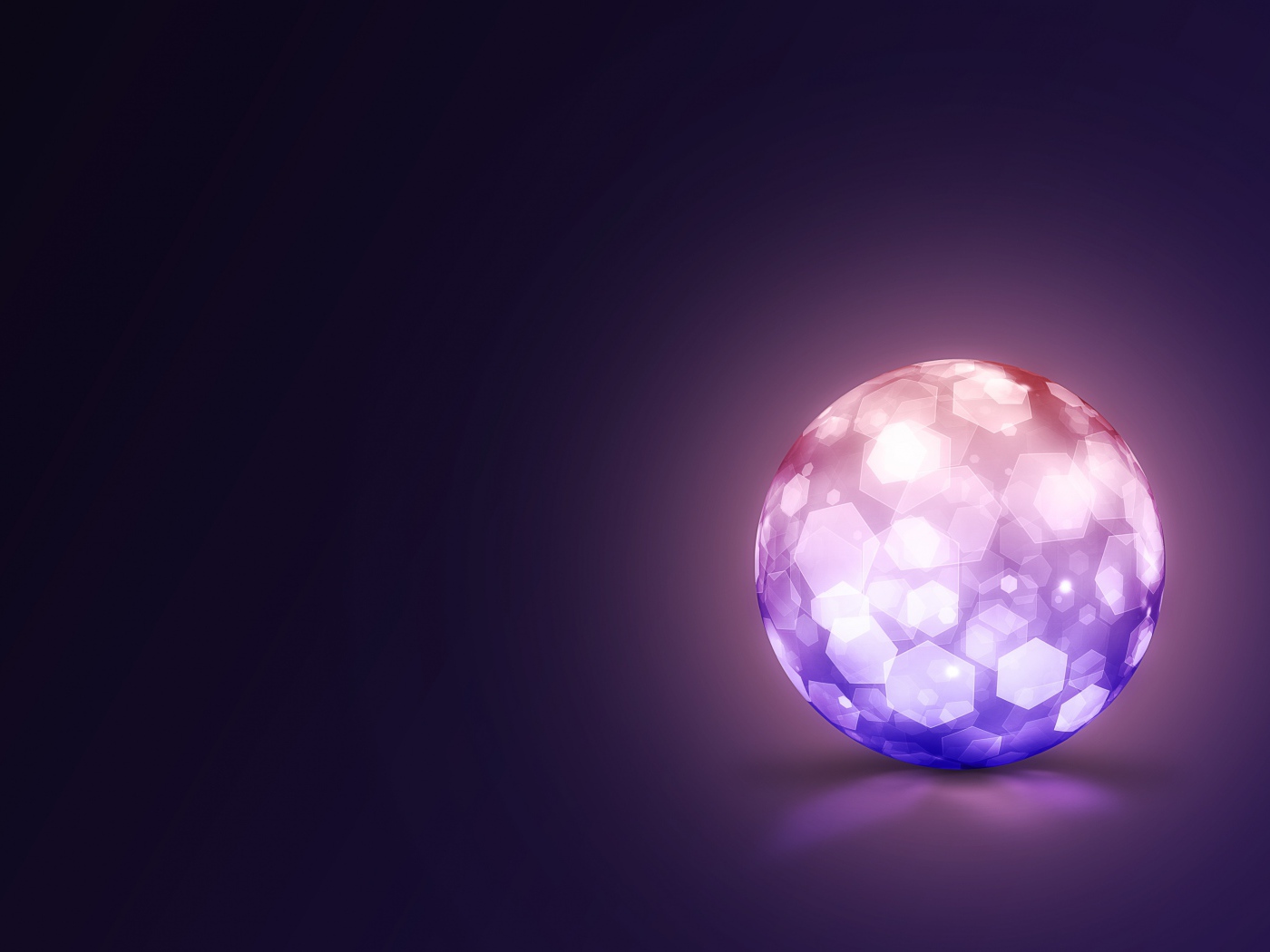 Сияющий шар на фиолетовом фоне 3д графика