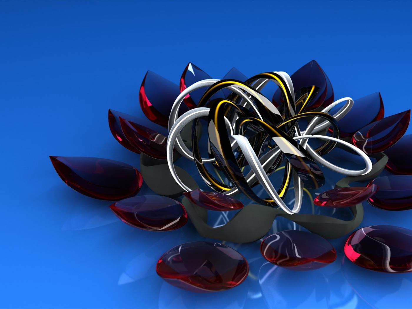 Необычный фигурный стеклянный цветок 3д графика