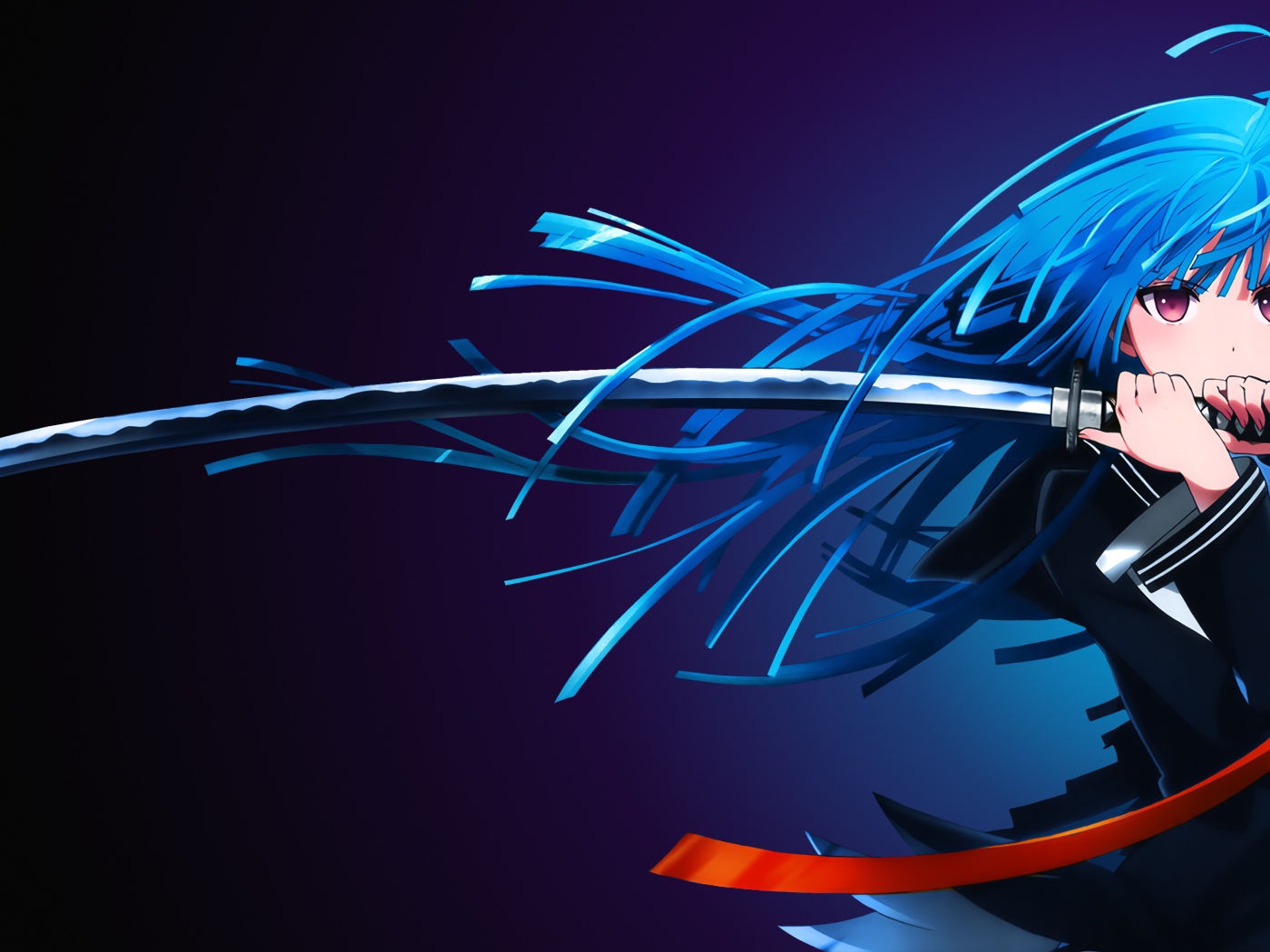 Кисара Тэндо с самурайским мечом аниме Черная пуля 