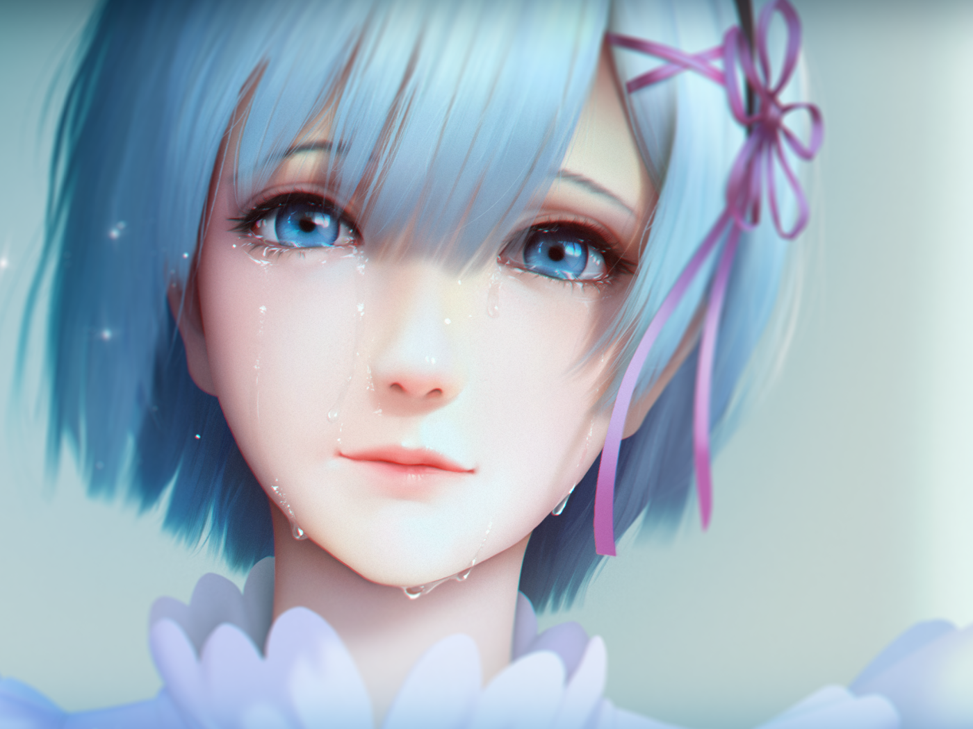 Девушка с голубыми волосами Re Zero kara Hajimeru Isekai Seikatsu 