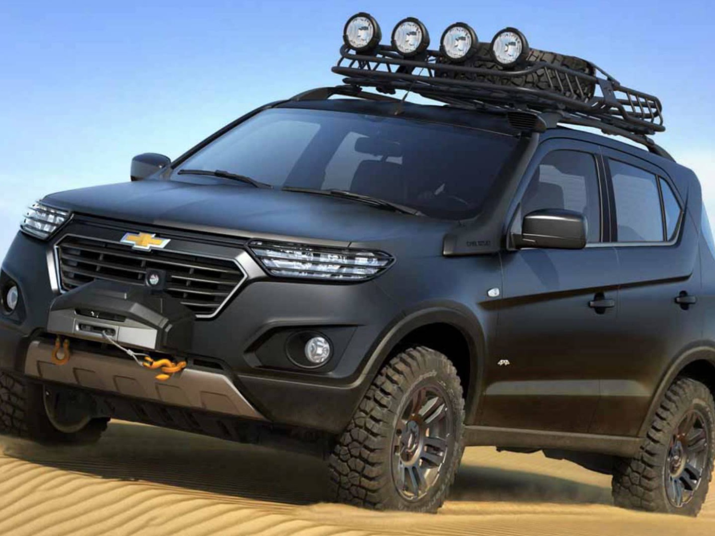 Внедорожник Chevrolet Niva 2017 года на песке 