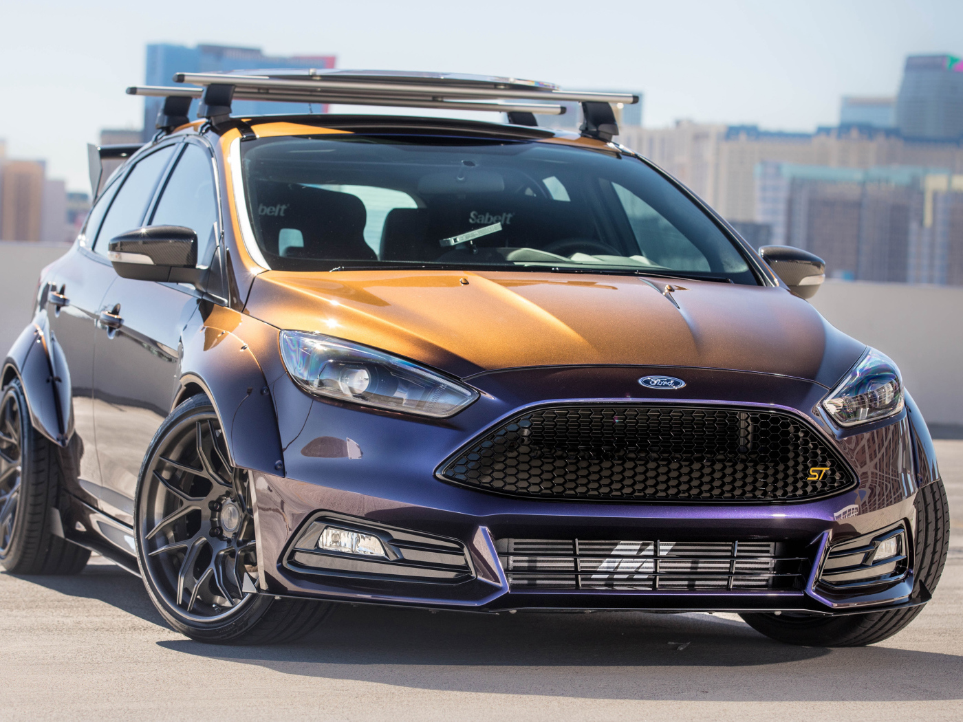 Коричневый автомобиль Ford Focus ST by Blood Type Racing, 2017