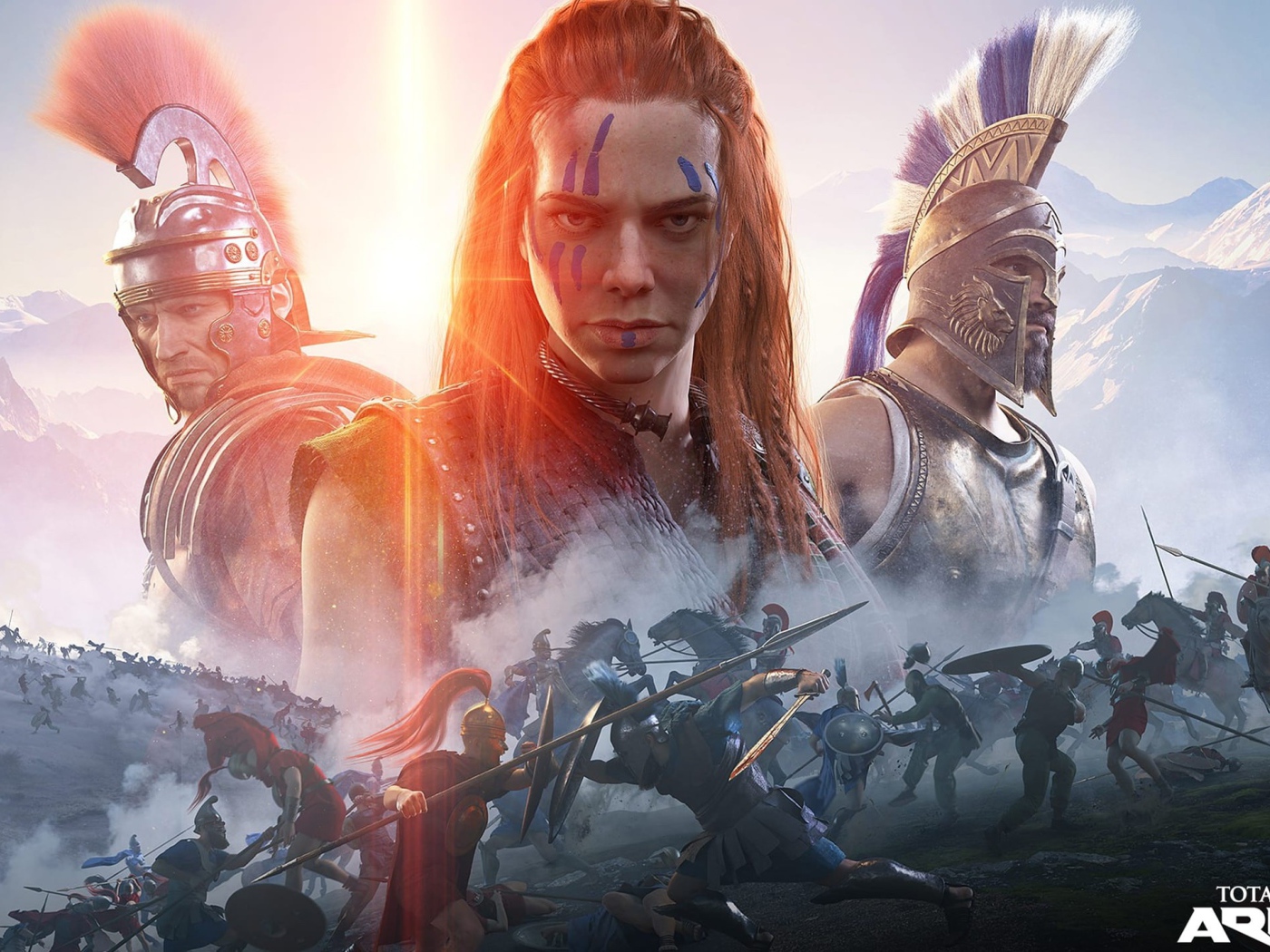 Постер новой компьютерной игры Total War Arena с главными персонажами